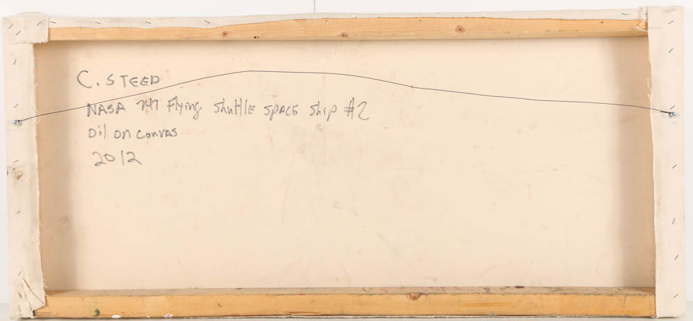 Clintel Steed Oil Painting on Canvas "Nasa 747 Flying shuttle space ship #2"