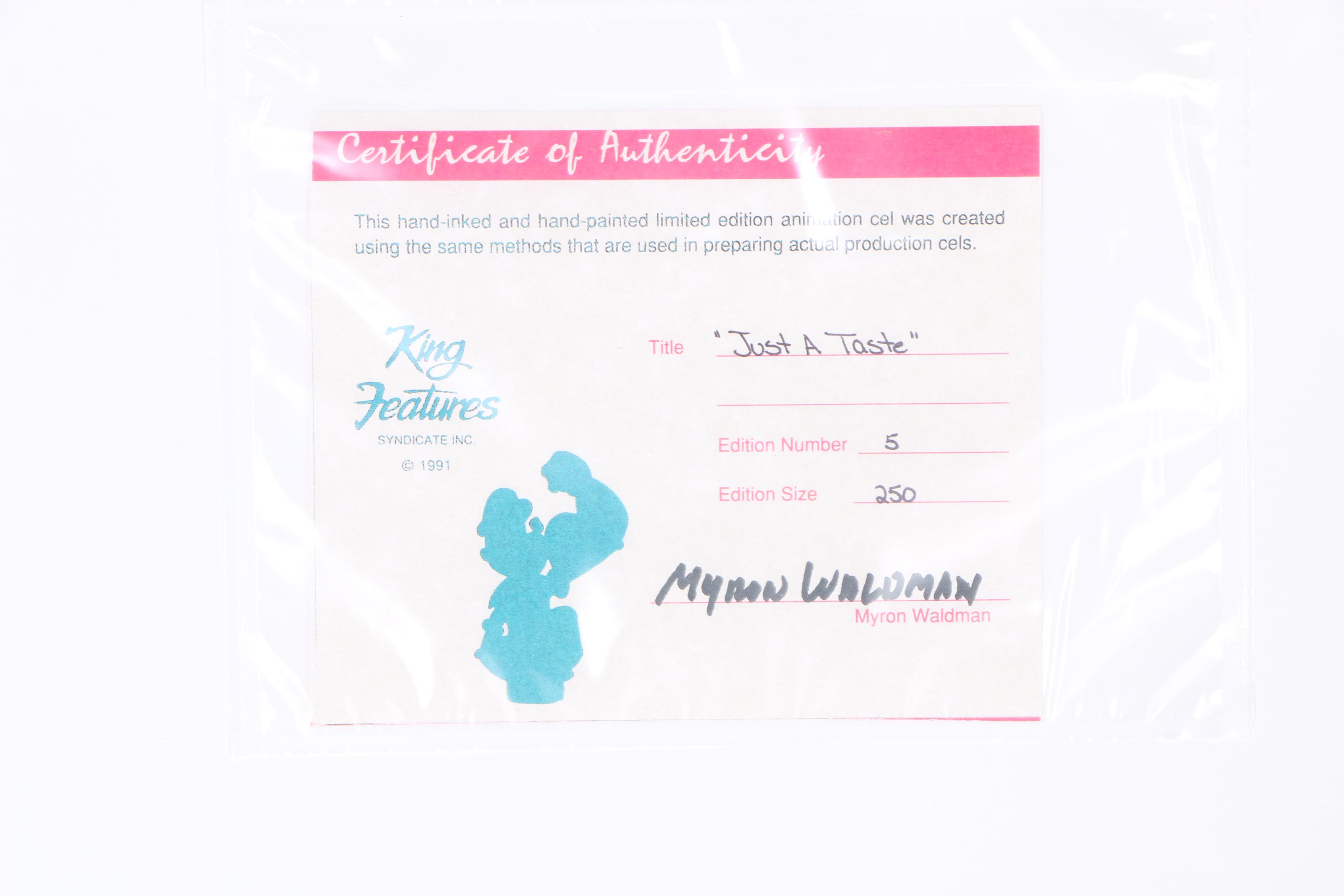 Myron Waldman Limited Edition Cel "Just a Taste"