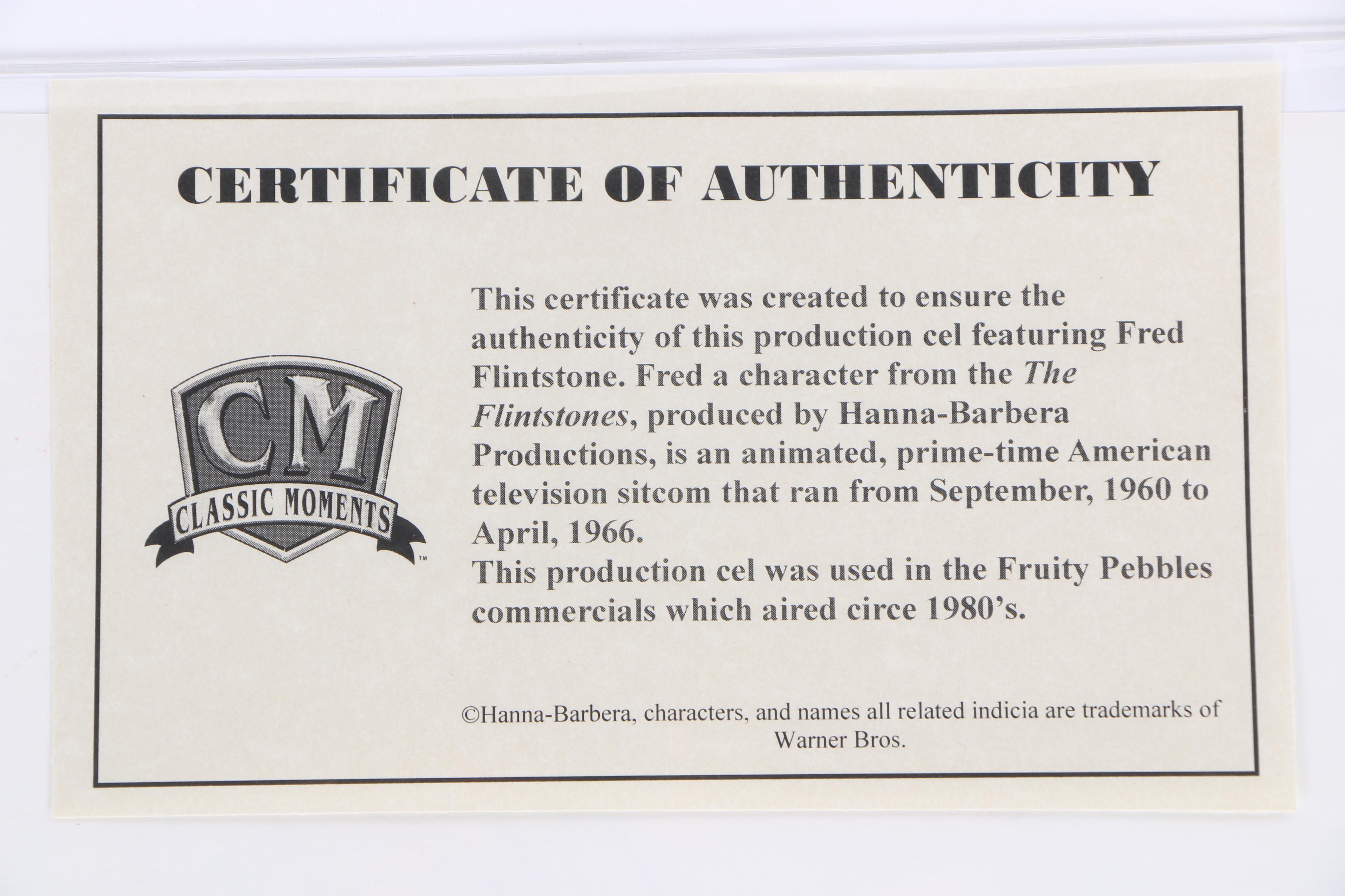 Production Cels Featuring Characters From "The Flintstones"