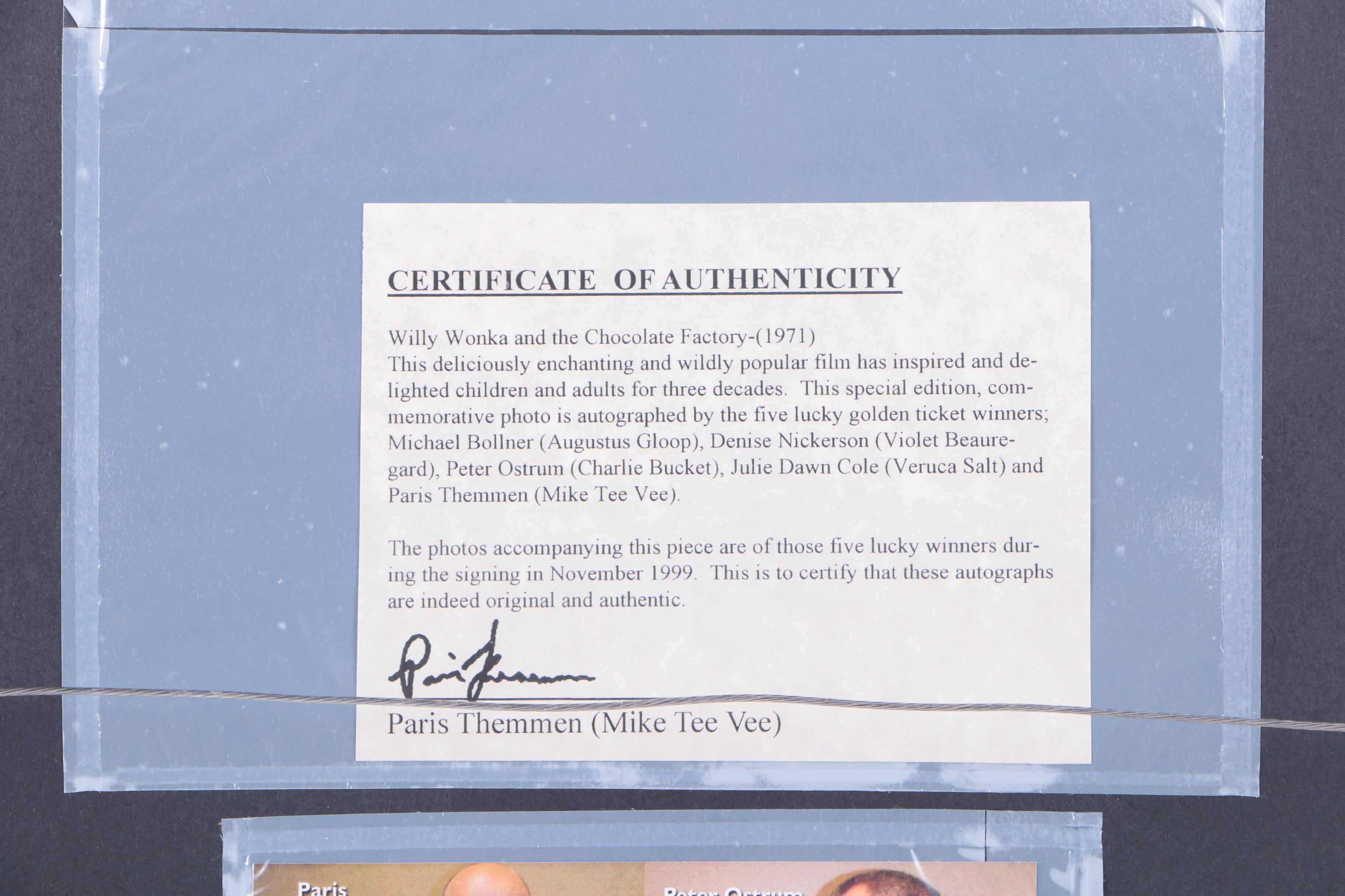 Signed Photograph of the Cast from "Willy Wonka and the Chocolate Factory"