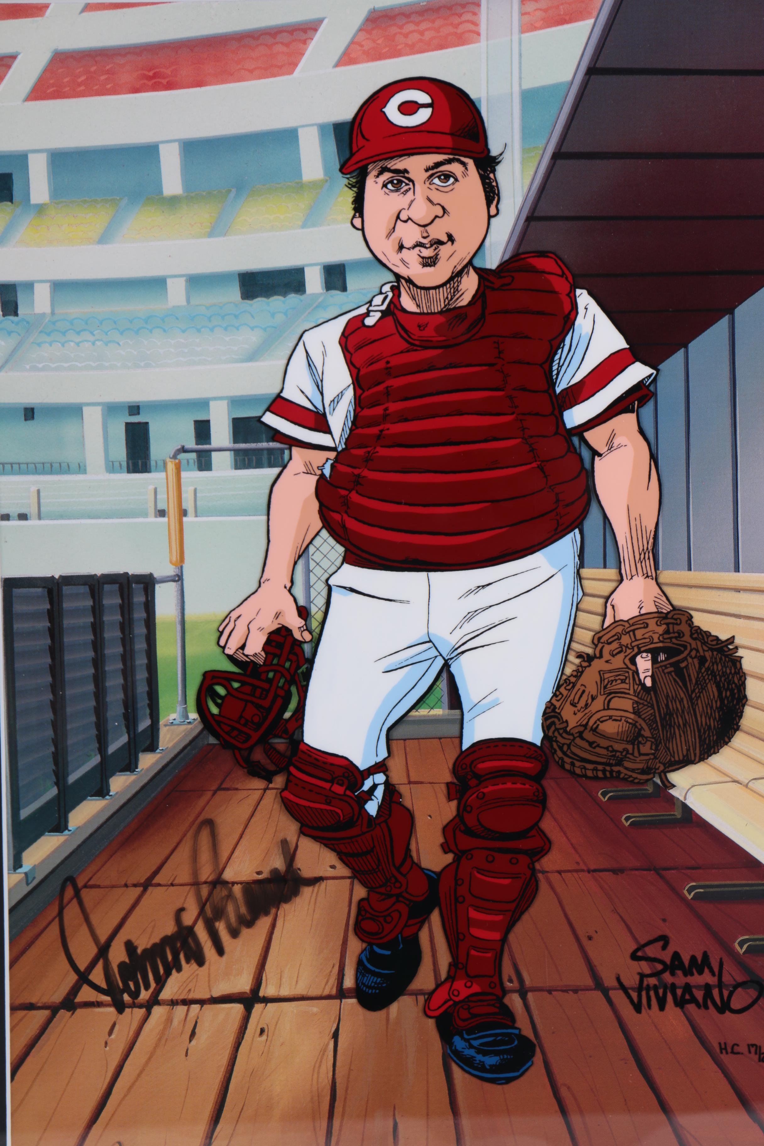 Sam Viviano Limited Edition Hand Painted Cel Autographed by Johnny Bench