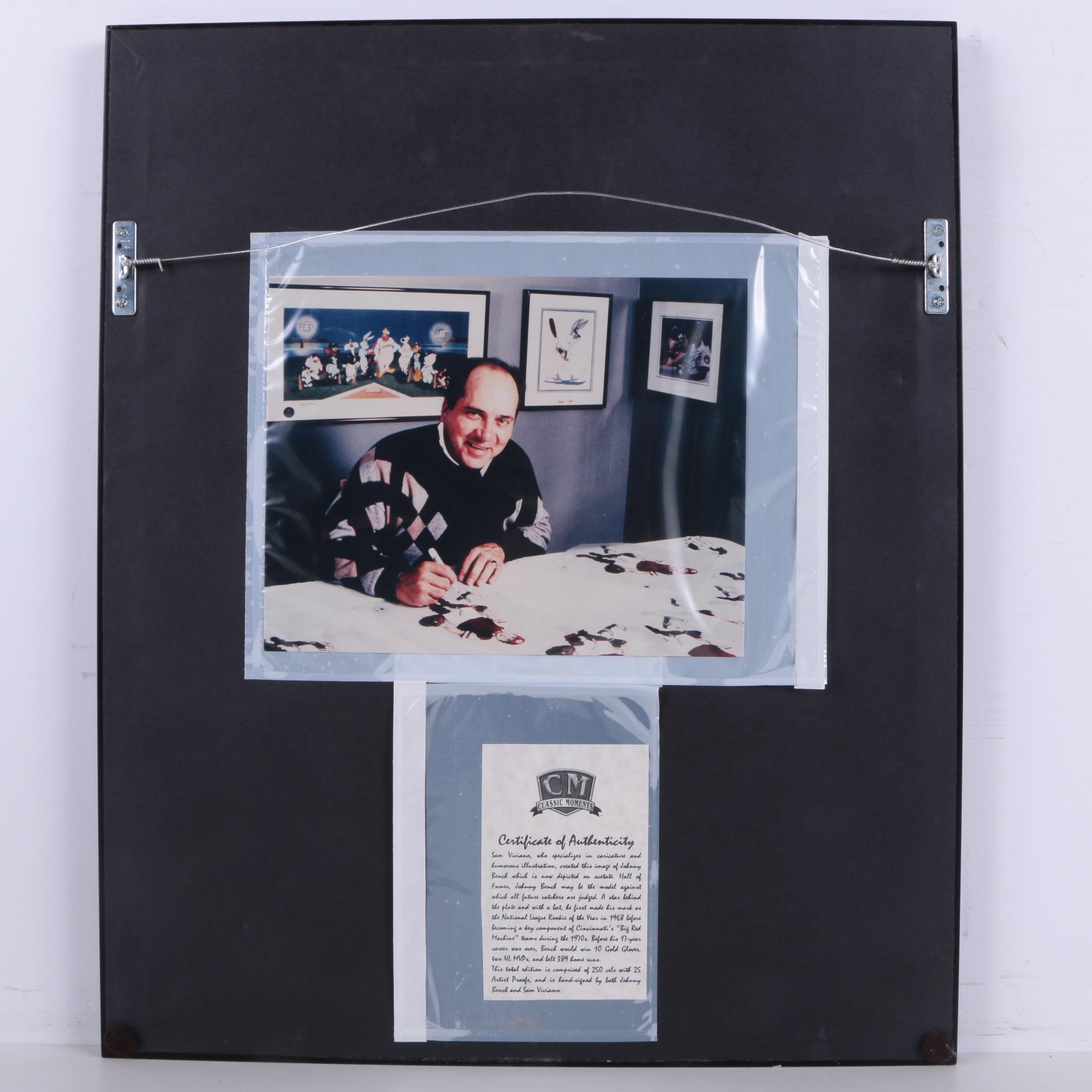 Sam Viviano Limited Edition Hand Painted Cel Autographed by Johnny Bench