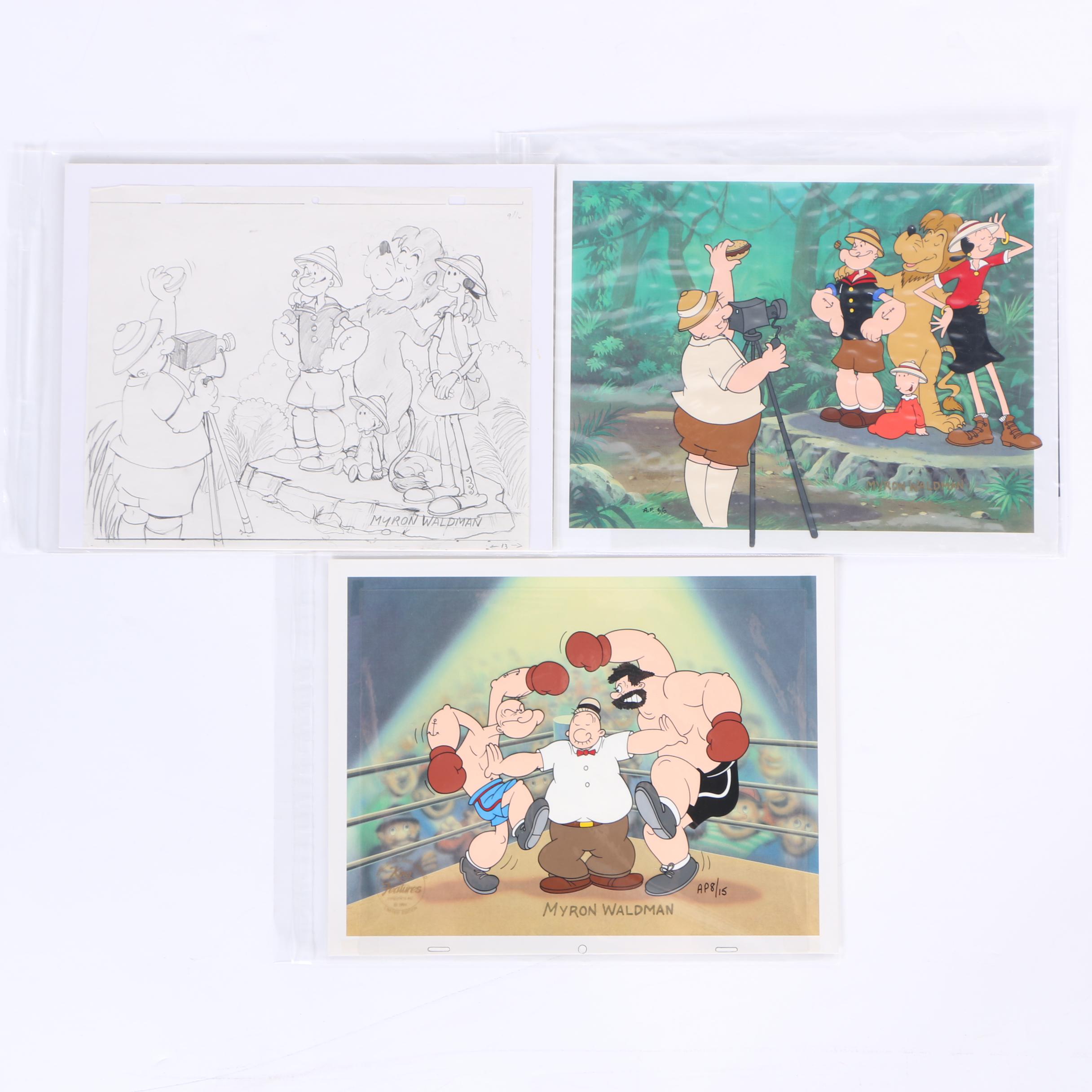 Limited Edition Cels Featuring Characters from "Popeye"