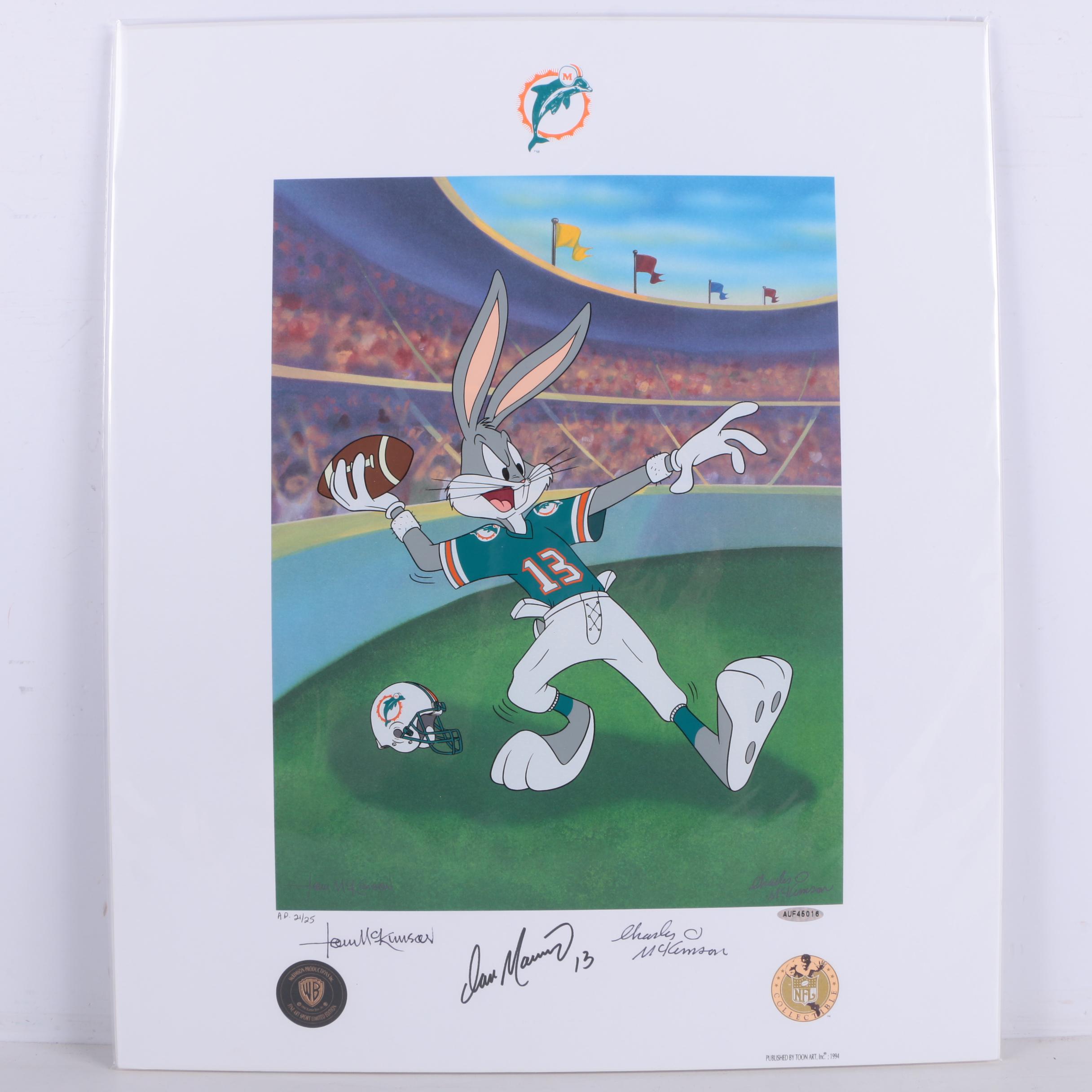 Bugs Bunny and Miami Dolphins Artist Proof Lithoserigraph "Hail Mary"