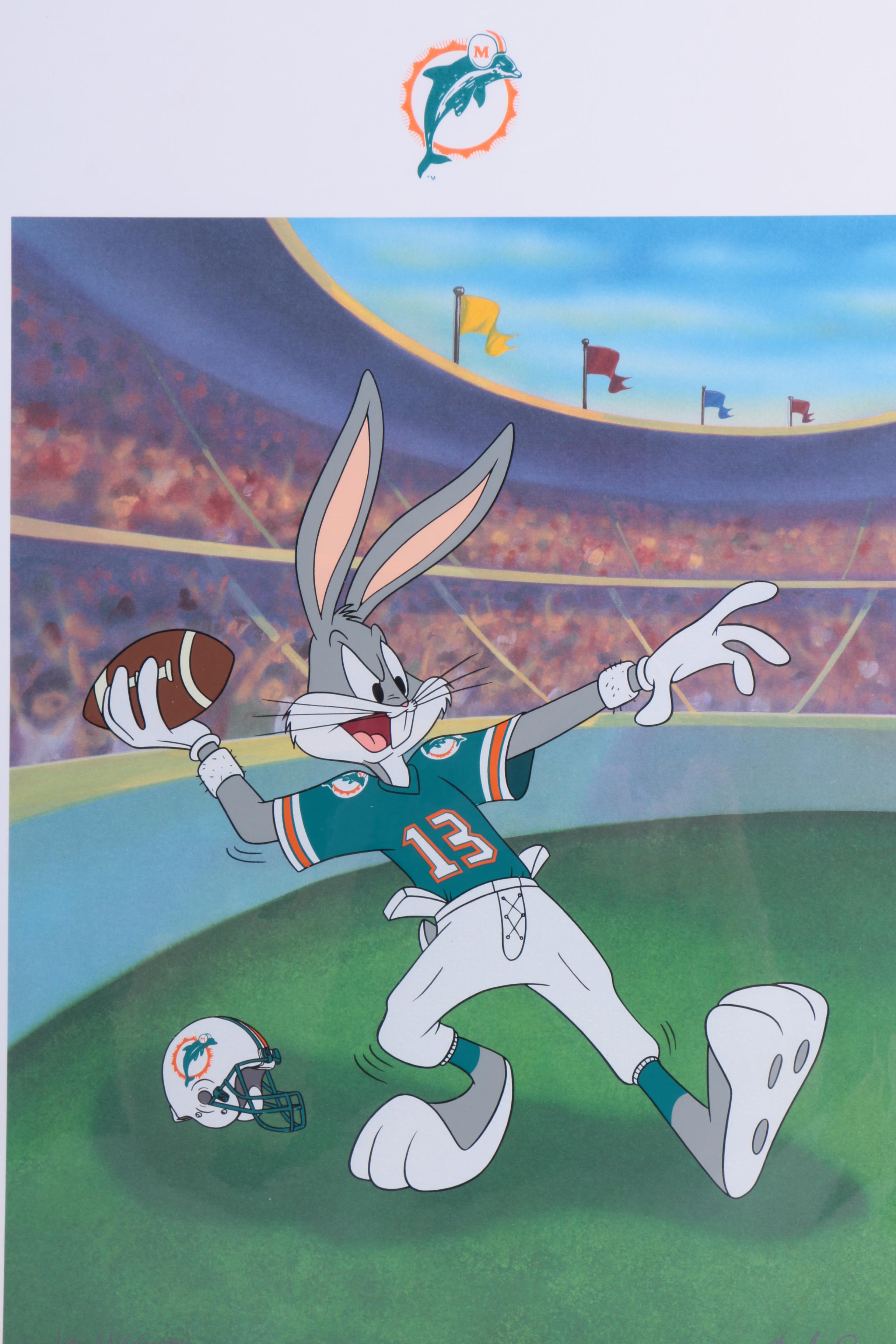 Bugs Bunny and Miami Dolphins Artist Proof Lithoserigraph "Hail Mary"