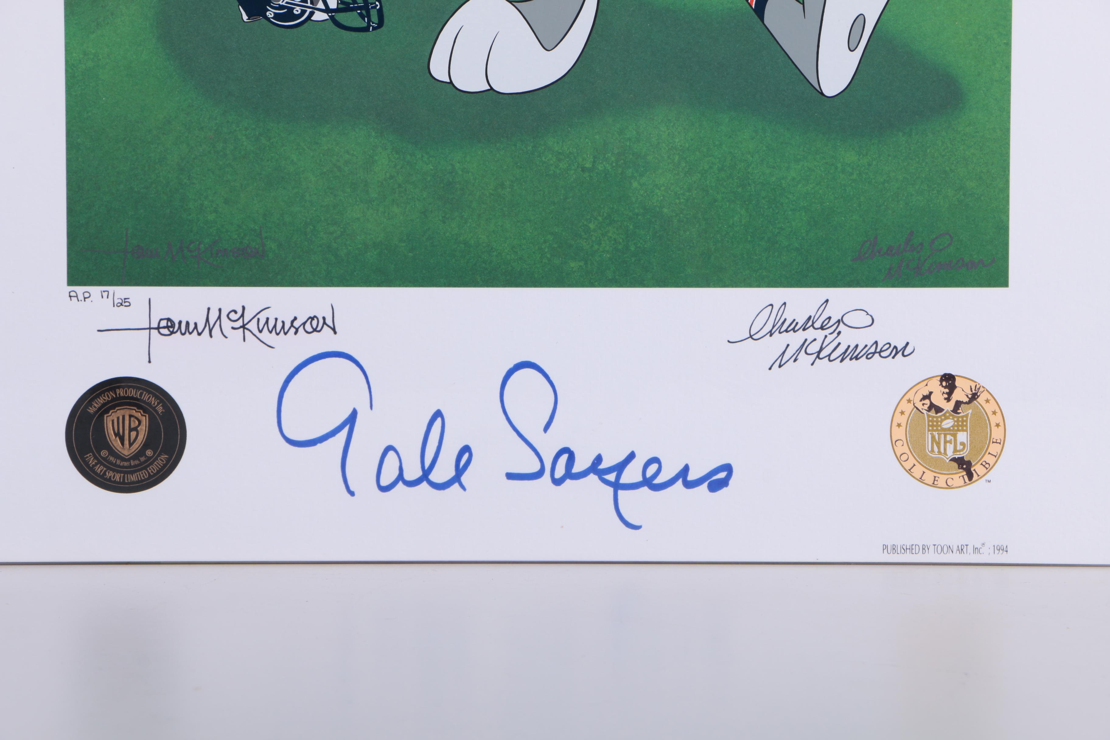 Signed Limited Edition Lithoserigraph of Bugs Bunny Autographed by Gale Sayers