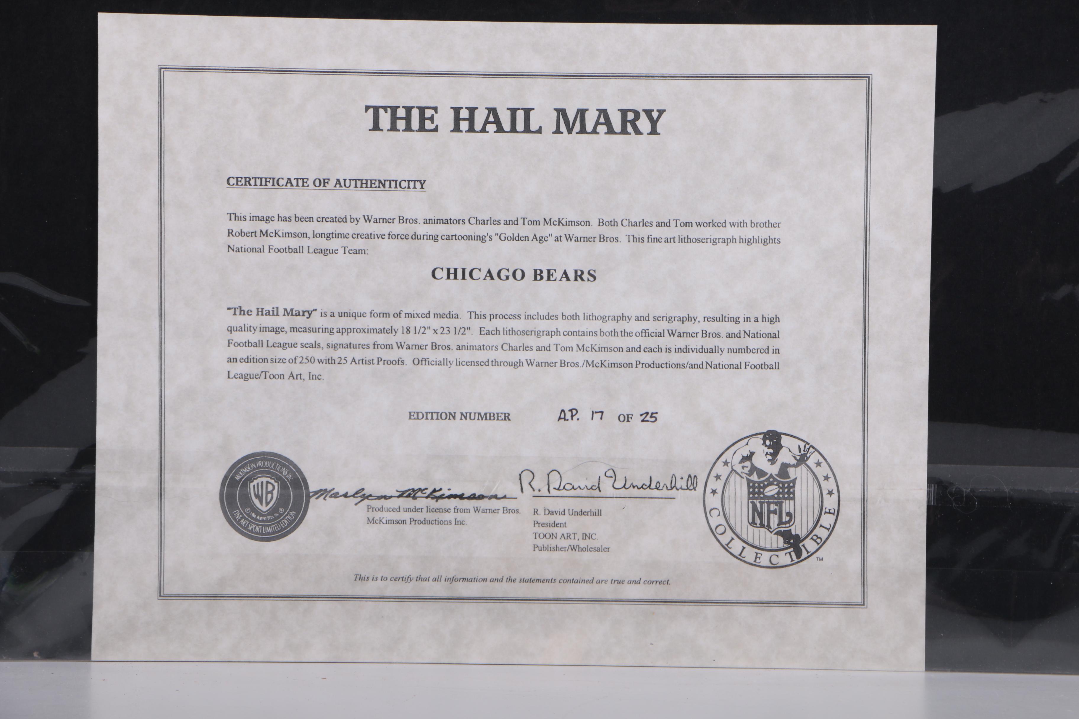 Signed Limited Edition Lithoserigraph of Bugs Bunny Autographed by Gale Sayers