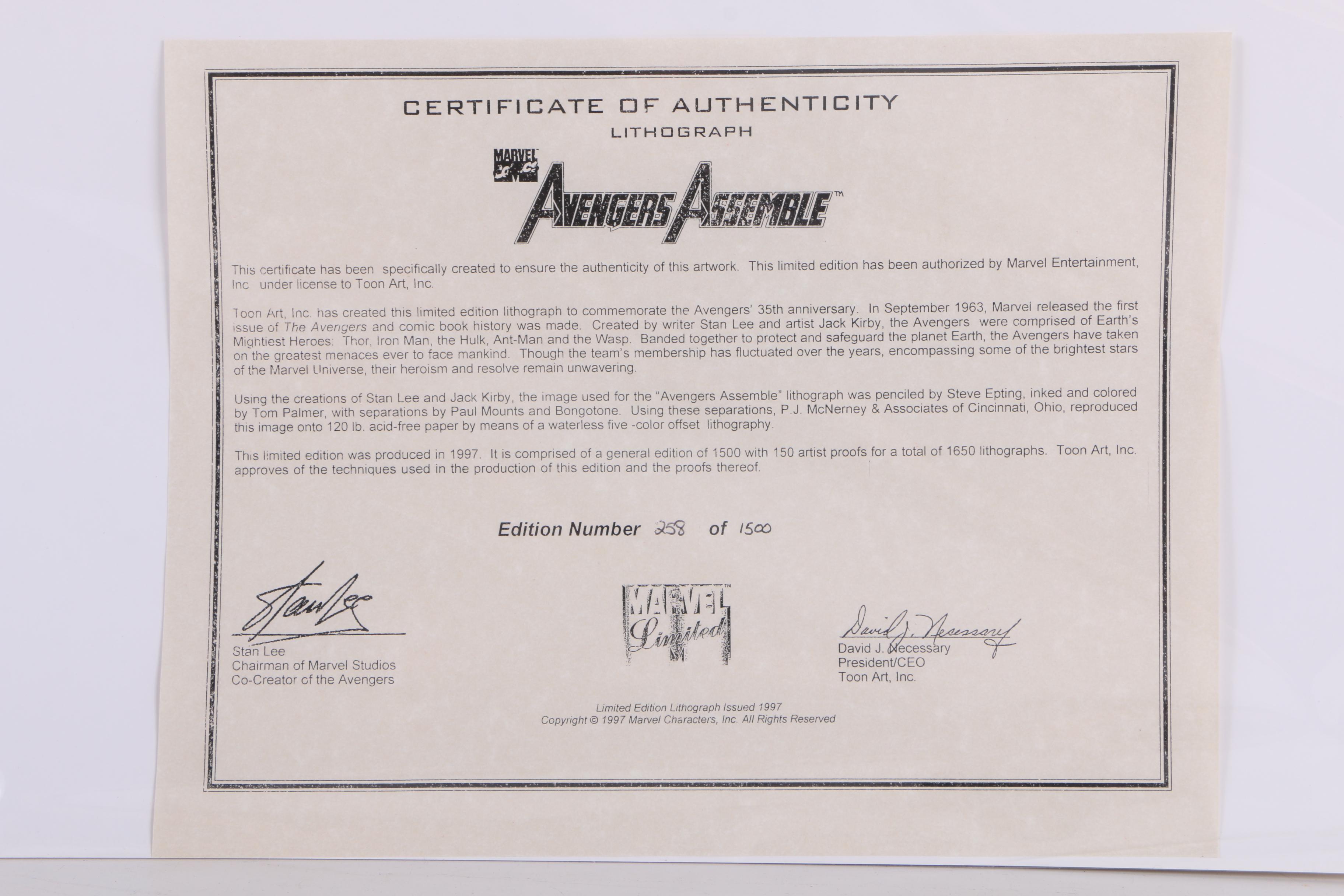 Limited Edition Offset Lithograph "Avengers Assemble"