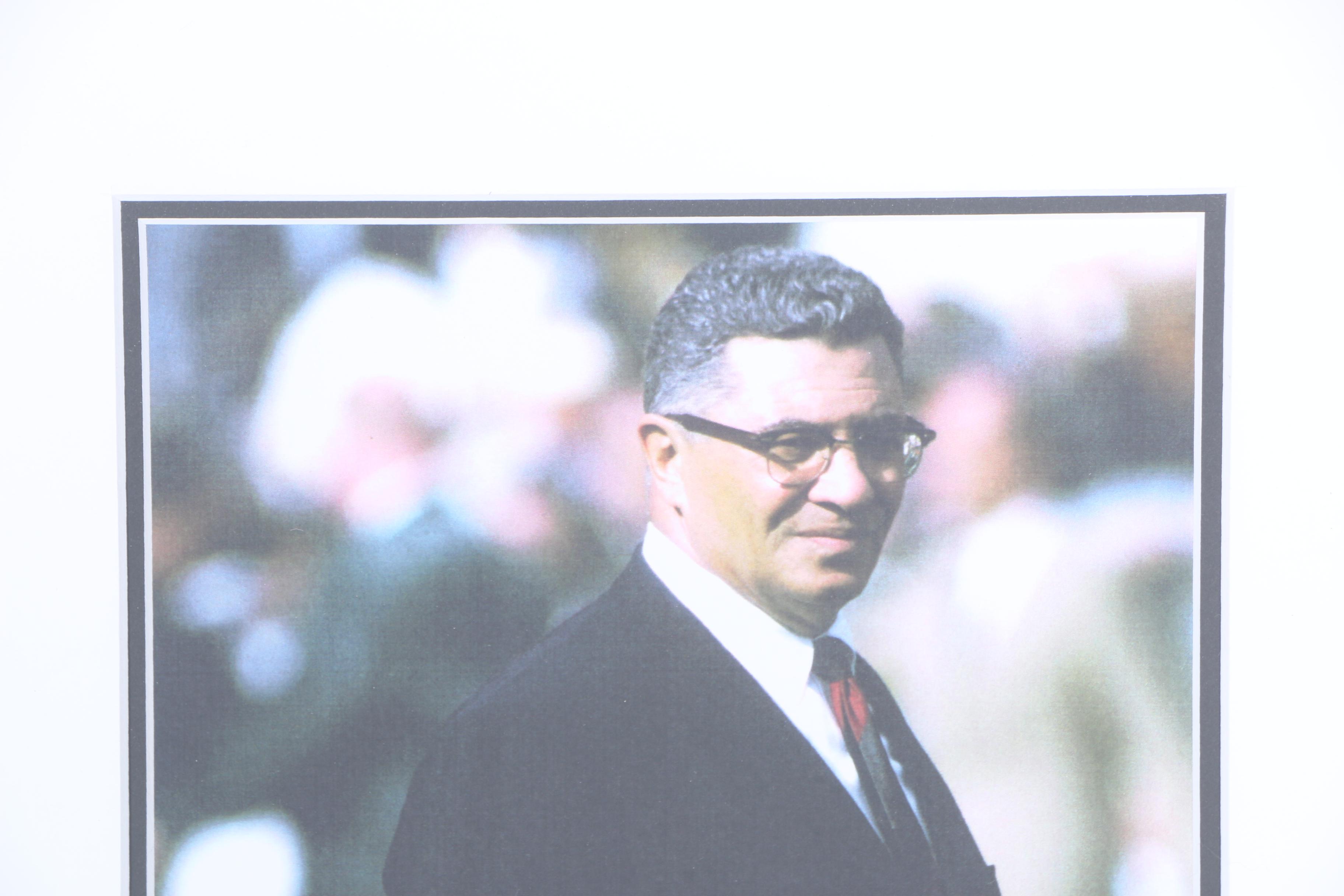 Offset Lithograph of Vince Lombardi Photograph and Check