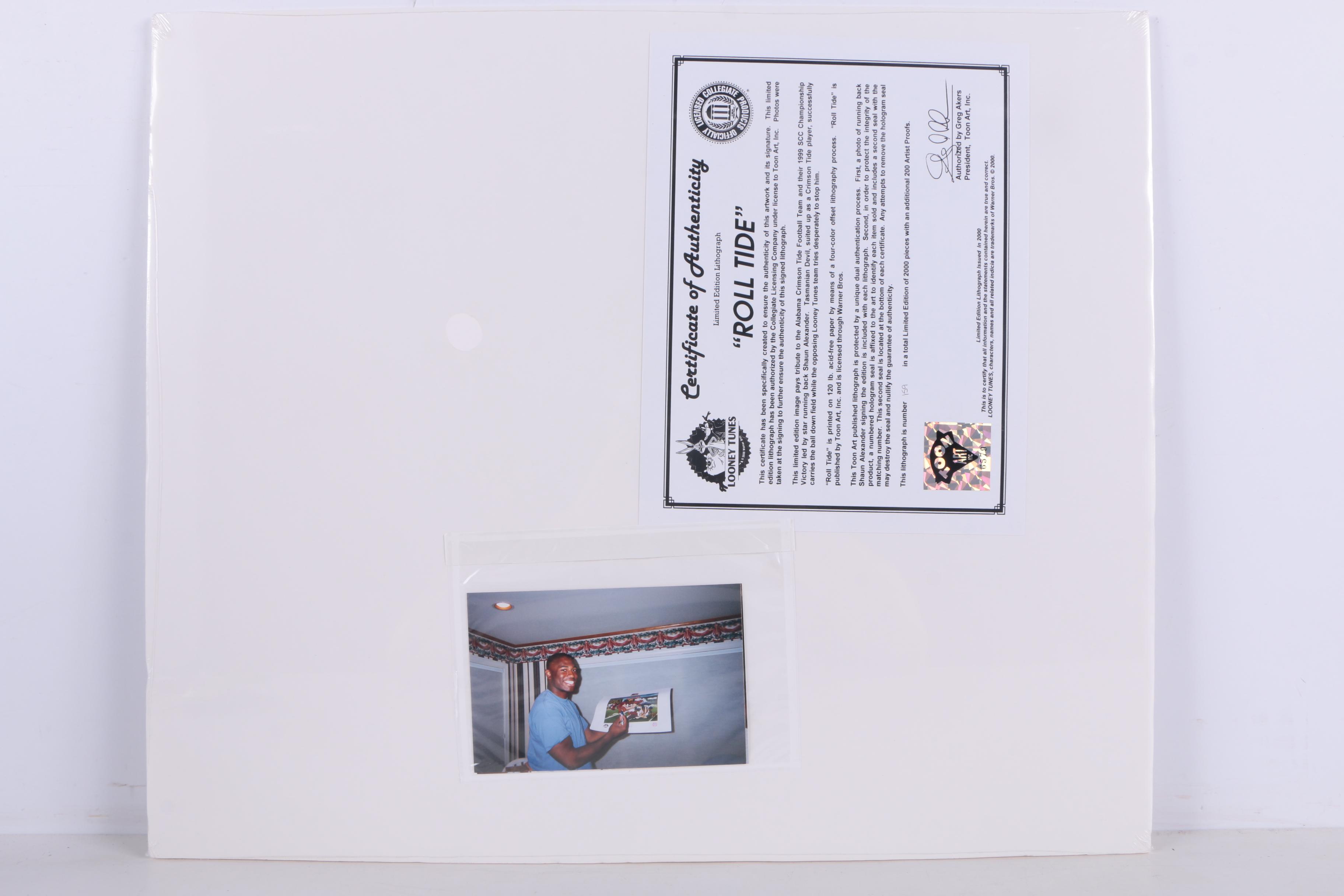 Shaun Alexander Autographed Limited Edition Offset Lithograph "Roll Tide"