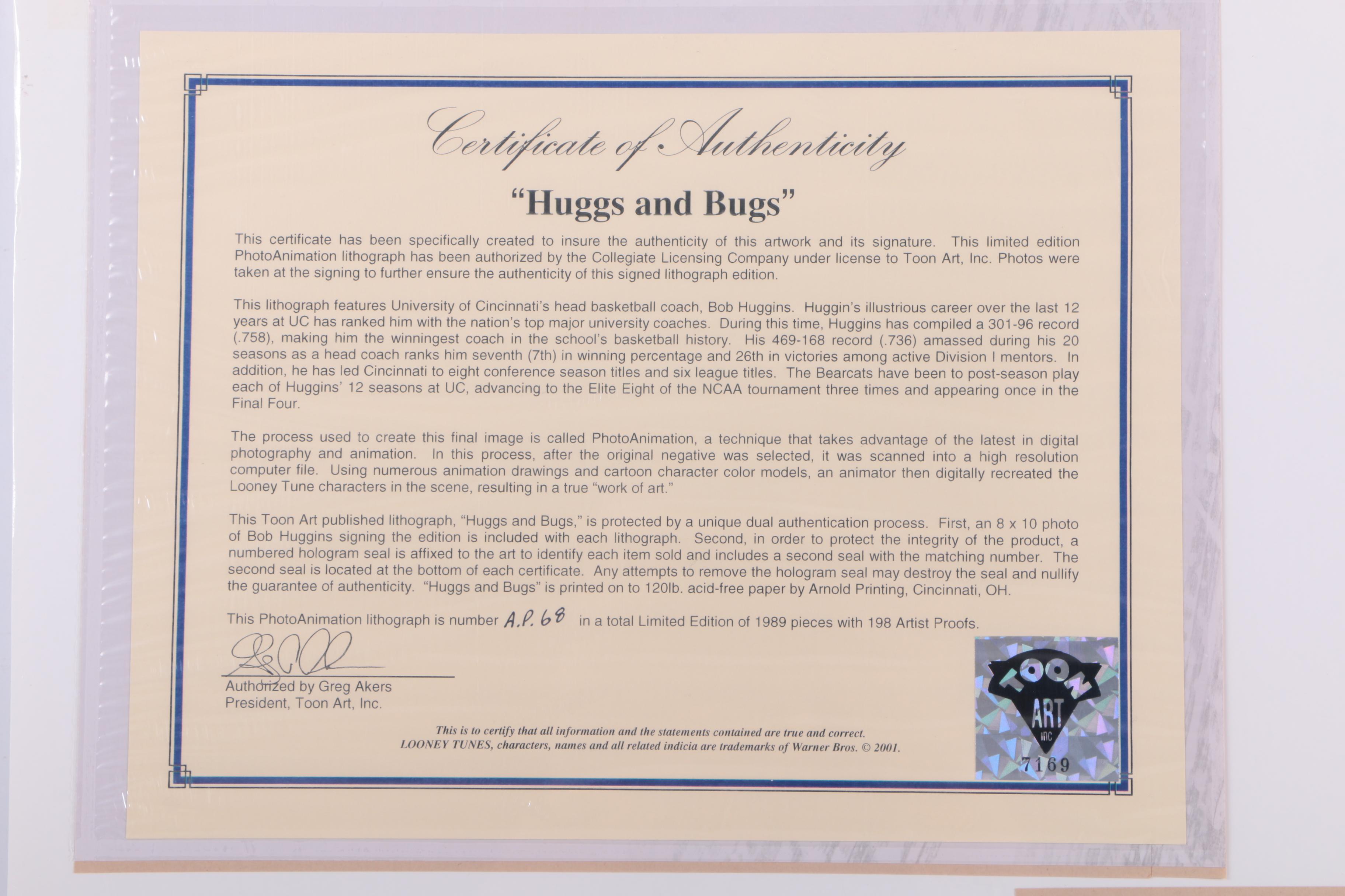 Autographed Limited Edition Offset Lithograph on Paper "Huggs and Bugs"