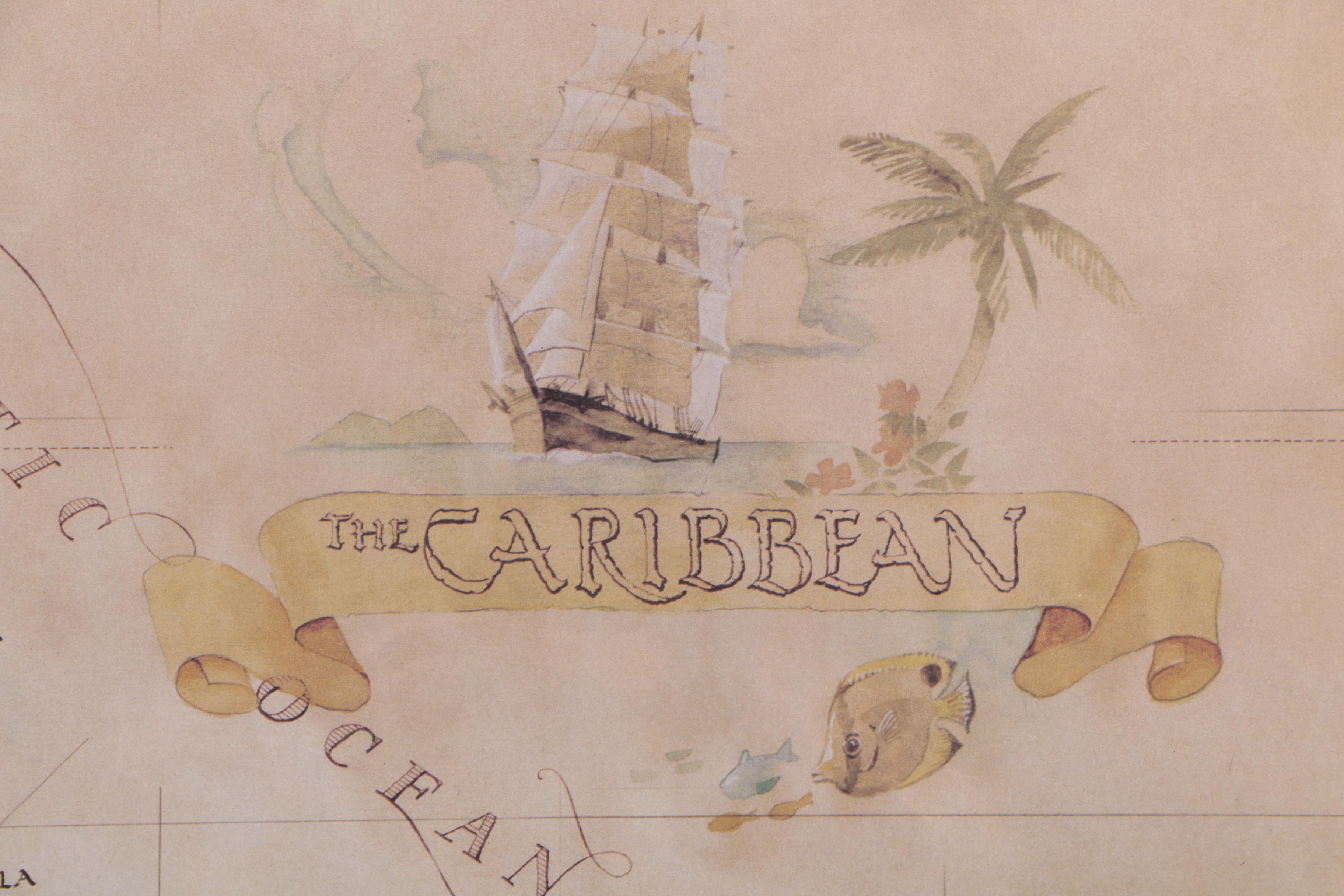 Offset Lithograph Map of the Caribbean