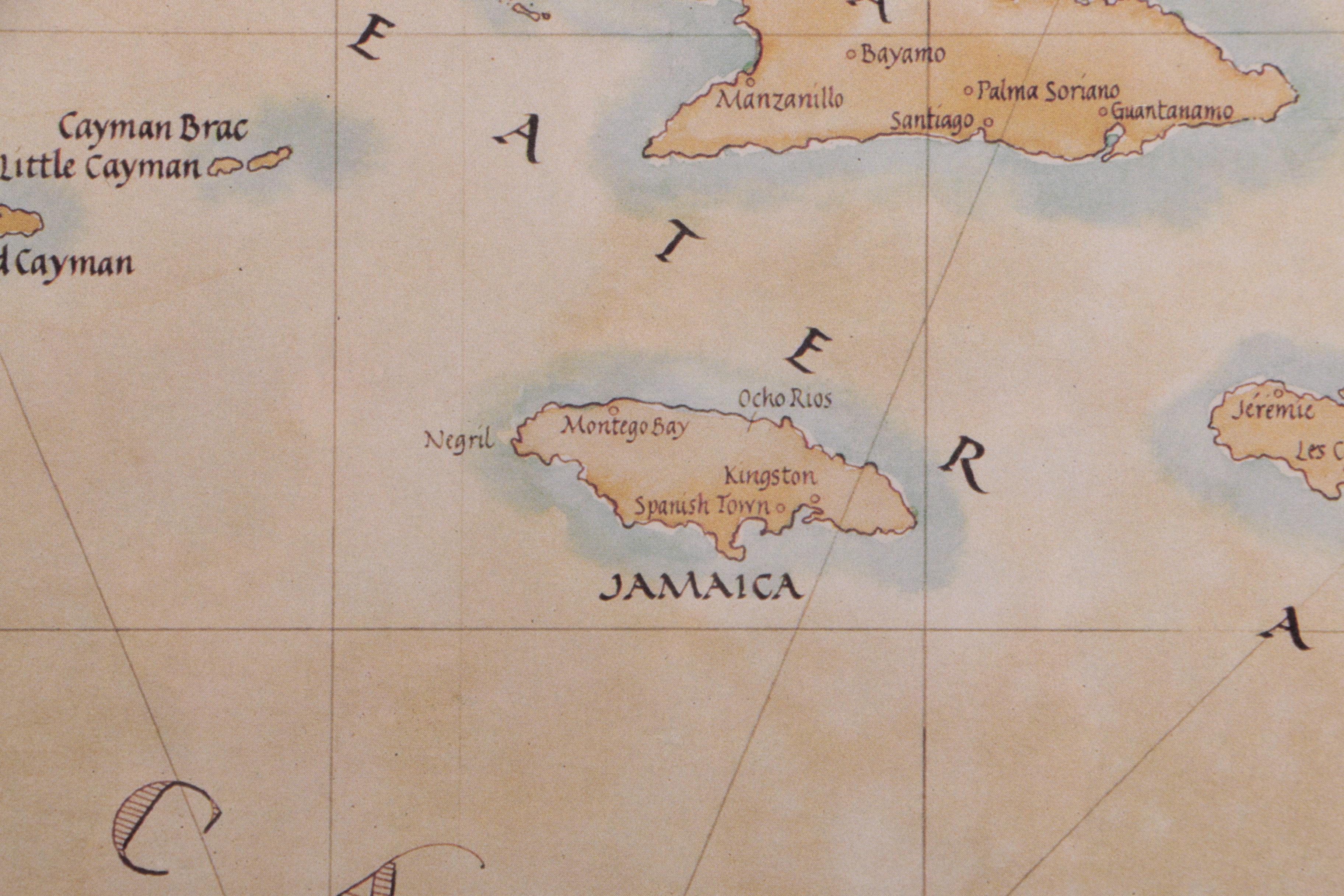 Offset Lithograph Map of the Caribbean