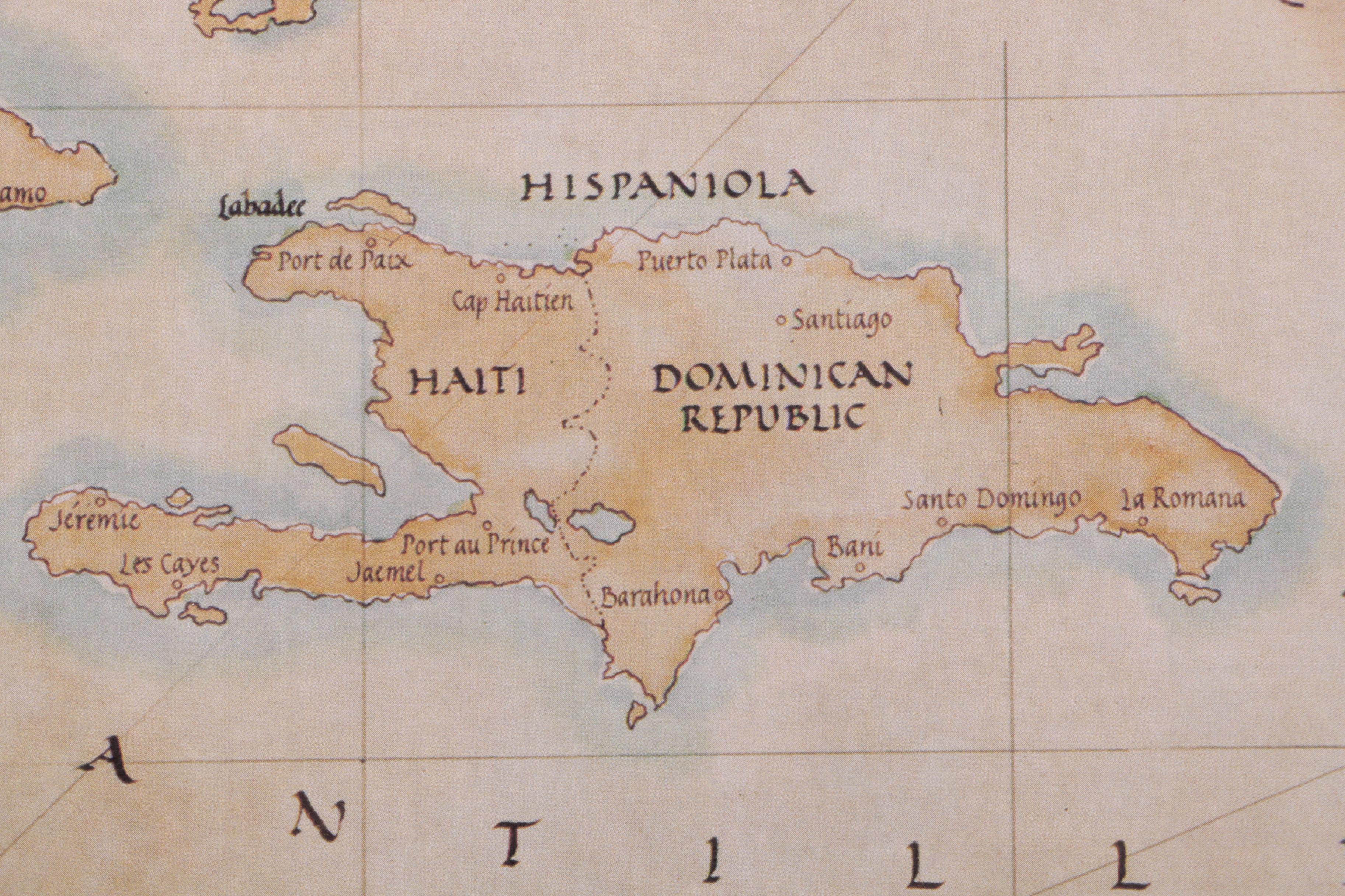 Offset Lithograph Map of the Caribbean