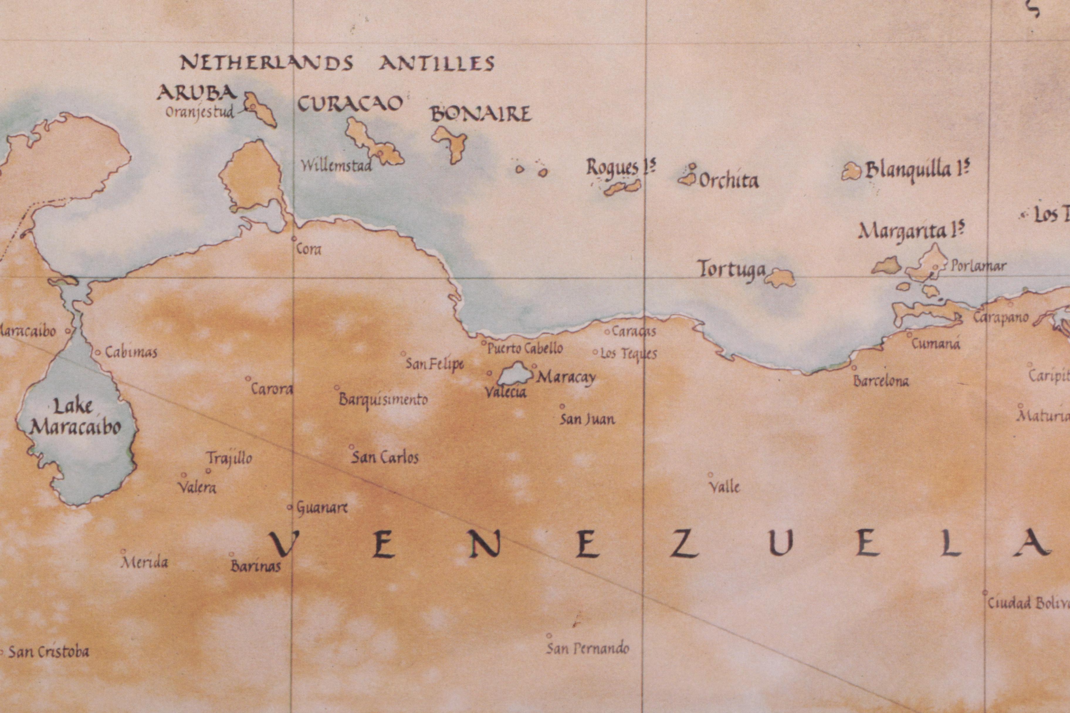 Offset Lithograph Map of the Caribbean
