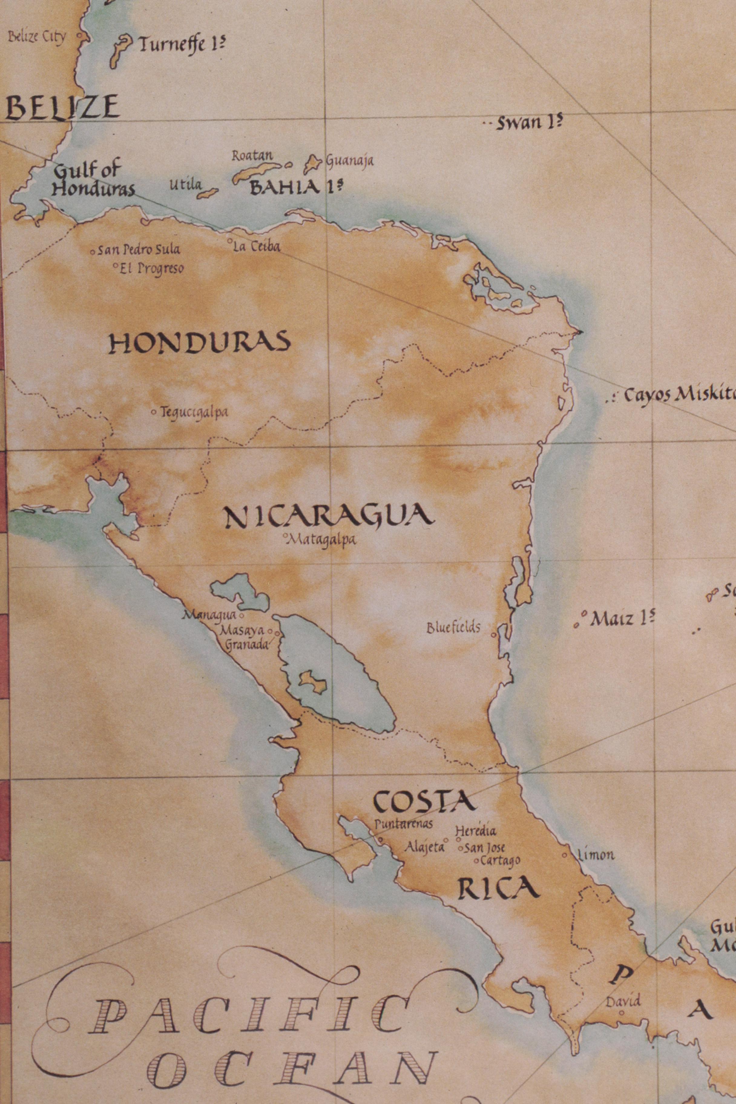 Offset Lithograph Map of the Caribbean