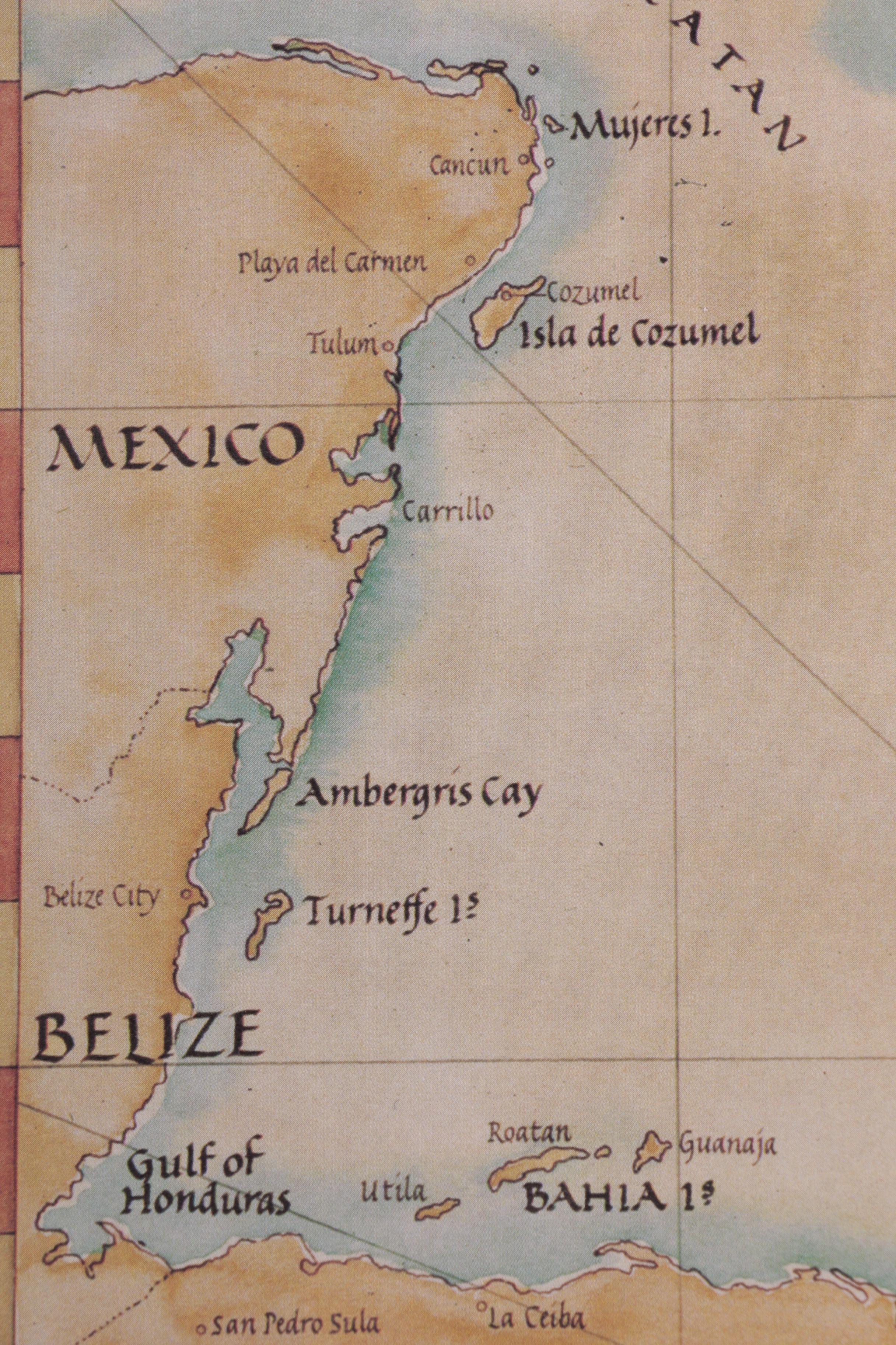 Offset Lithograph Map of the Caribbean