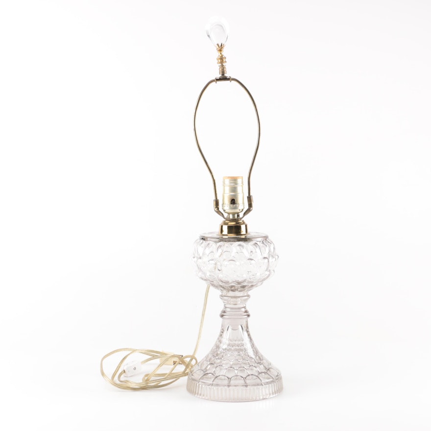 Antique Pressed Glass Electrified Oil Lamp