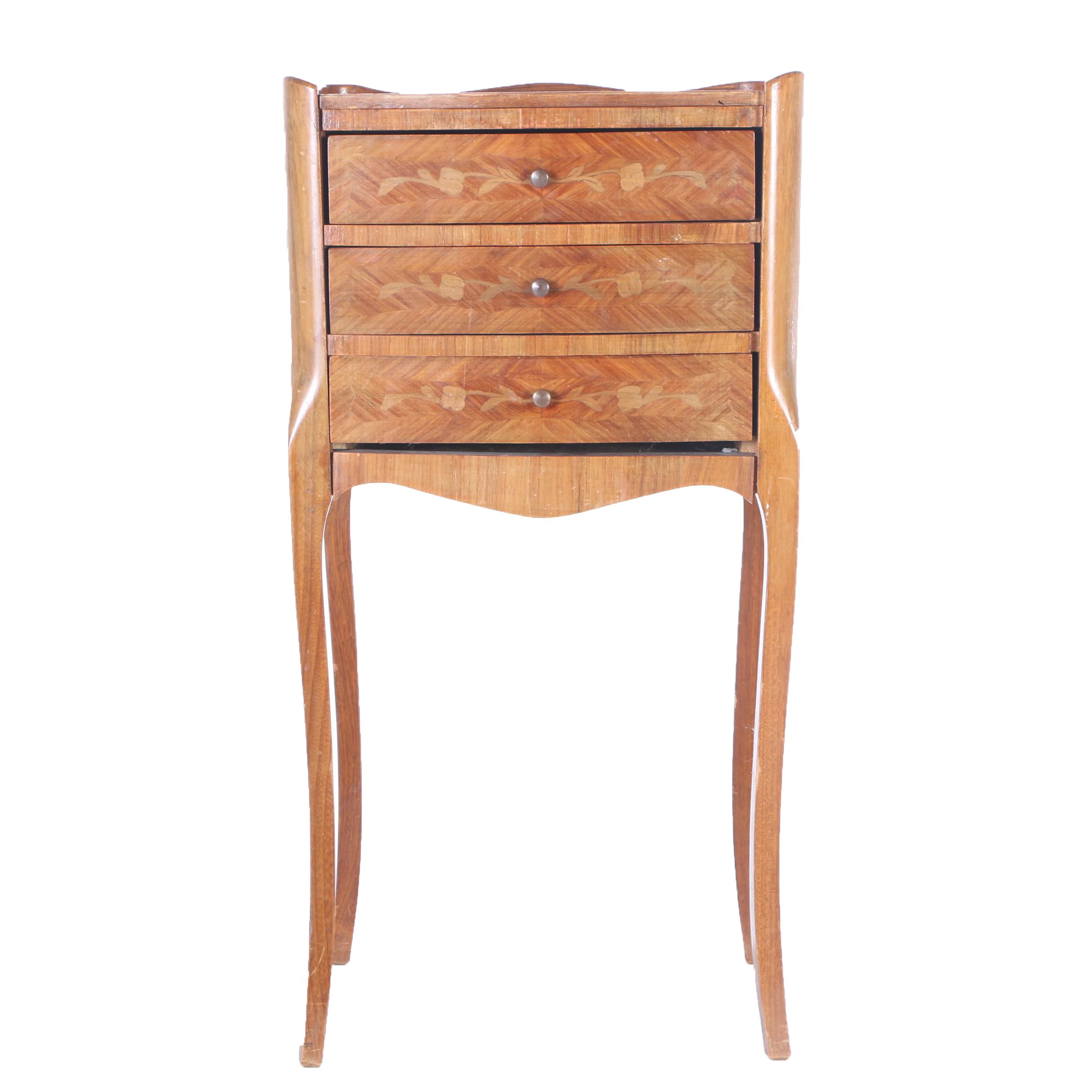 Vintage Louis XV Style Marquetry Side Table