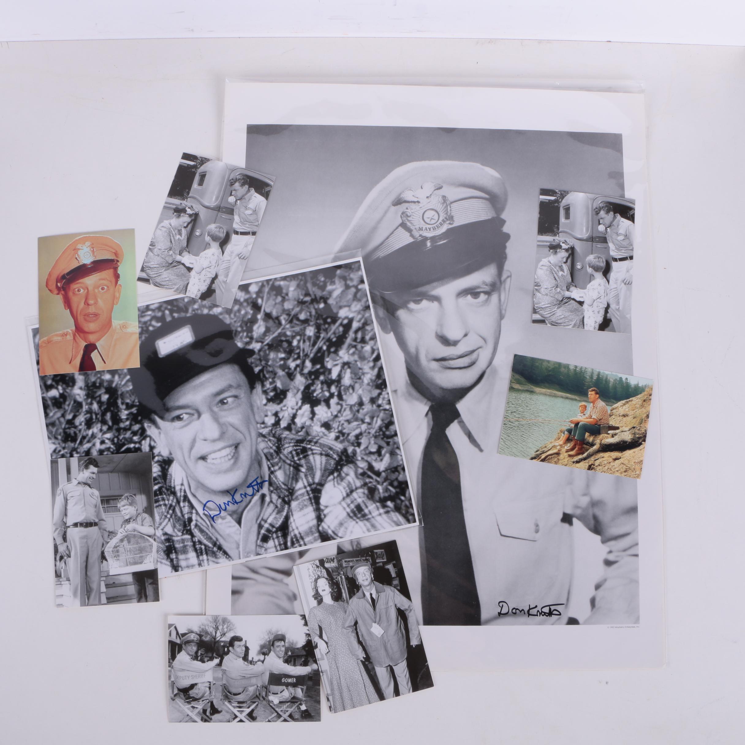 A Pair of Signed Photos of Don Knotts with Postcards from The Andy Griffith Show