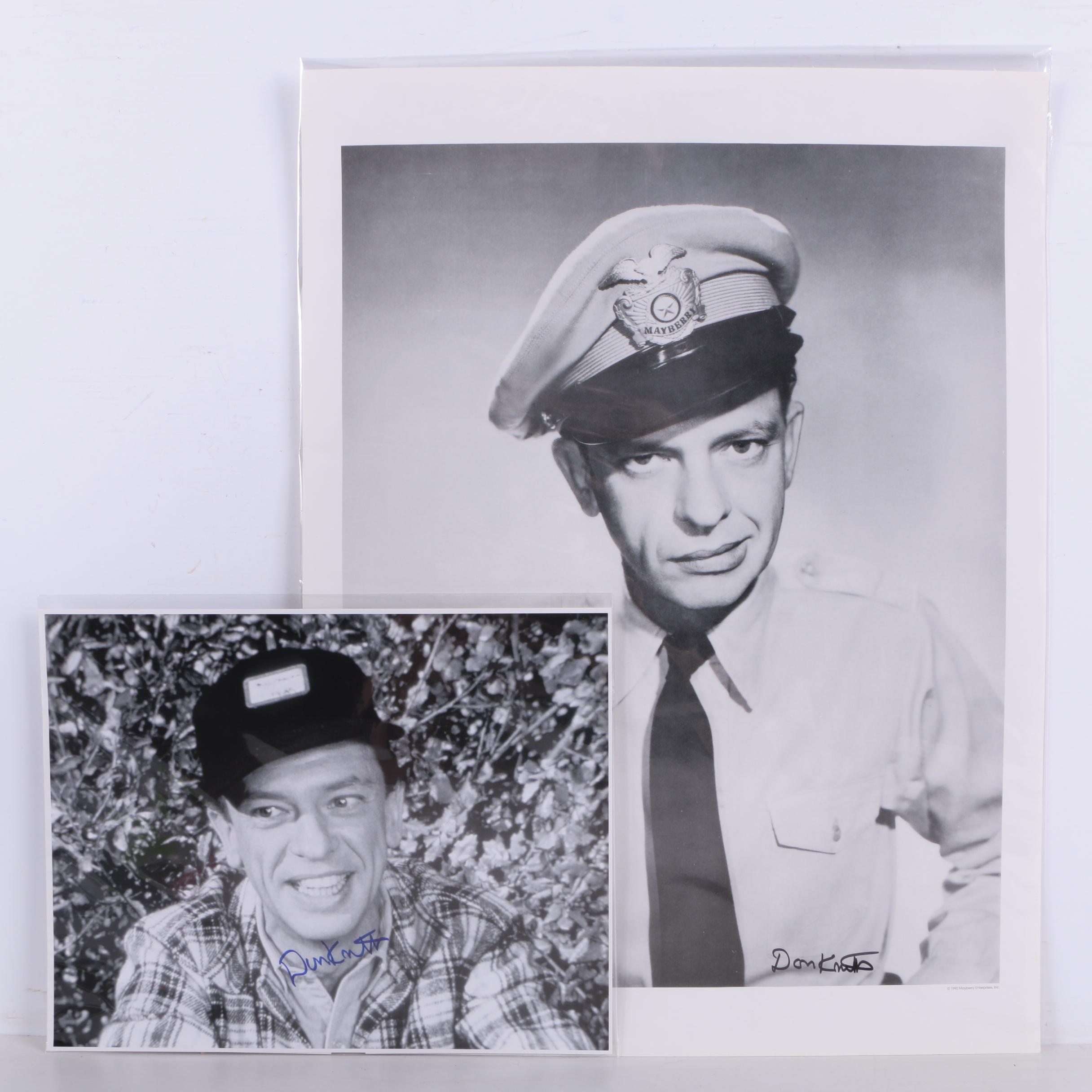 A Pair of Signed Photos of Don Knotts with Postcards from The Andy Griffith Show