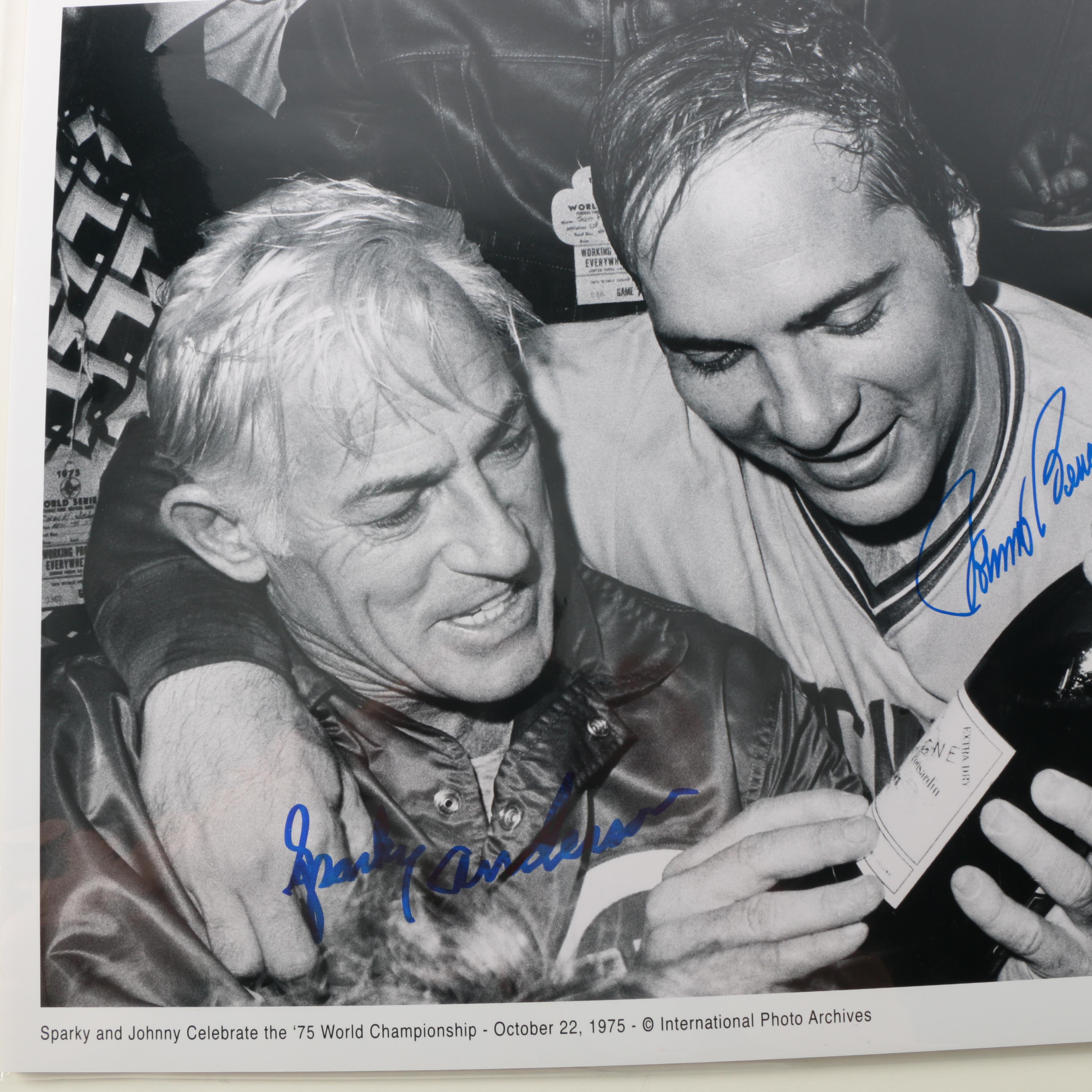 Fuji Crystal Archival Photo Signed by Sparky Anderson and Johnny Bench