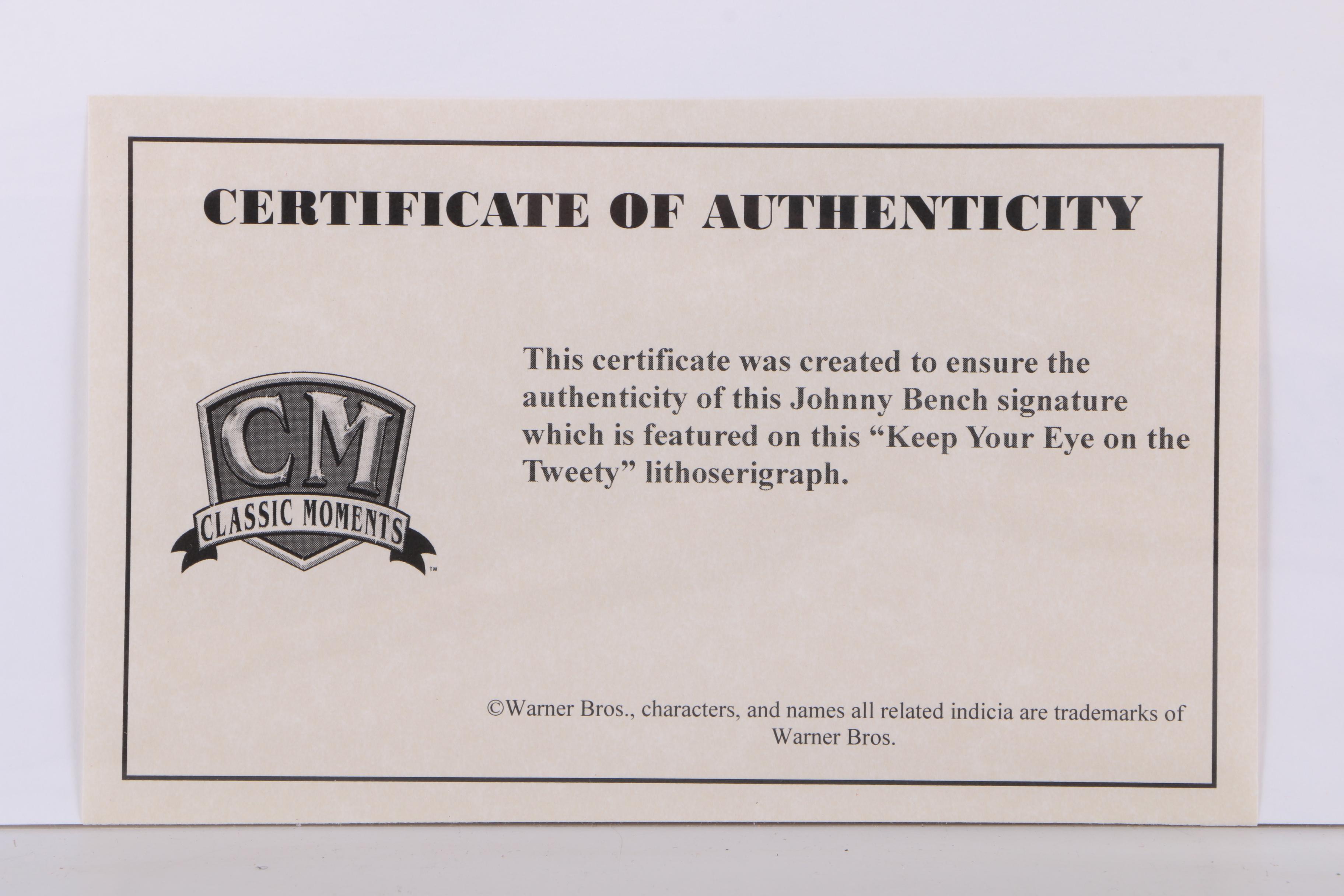 Warner Bros. and Cincinnati Reds Lithoserigraph "Keep your Eye on the Tweety"