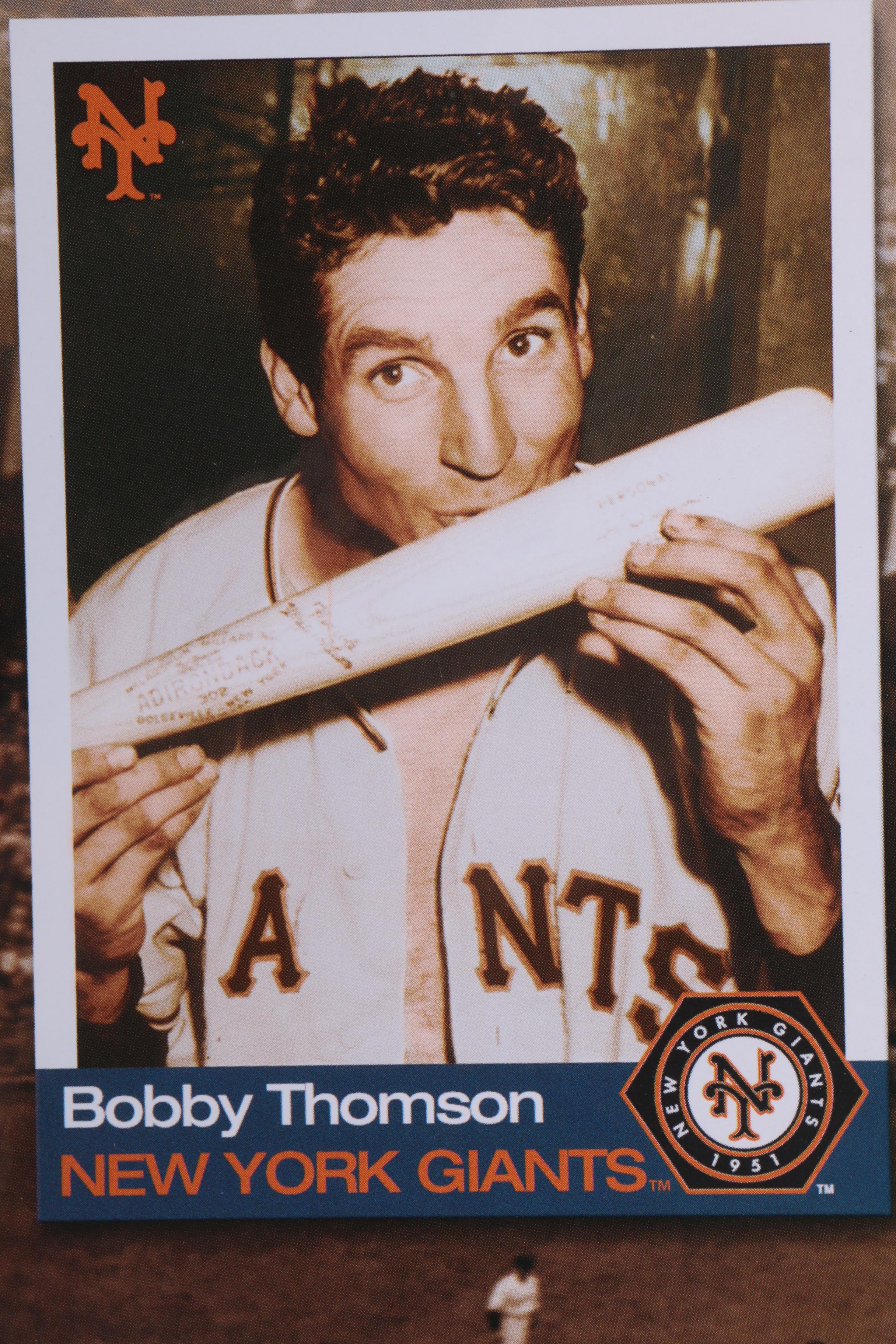 Baseball Themed Offset Lithograph Signed by Bobby Thomson and Ralph Branca