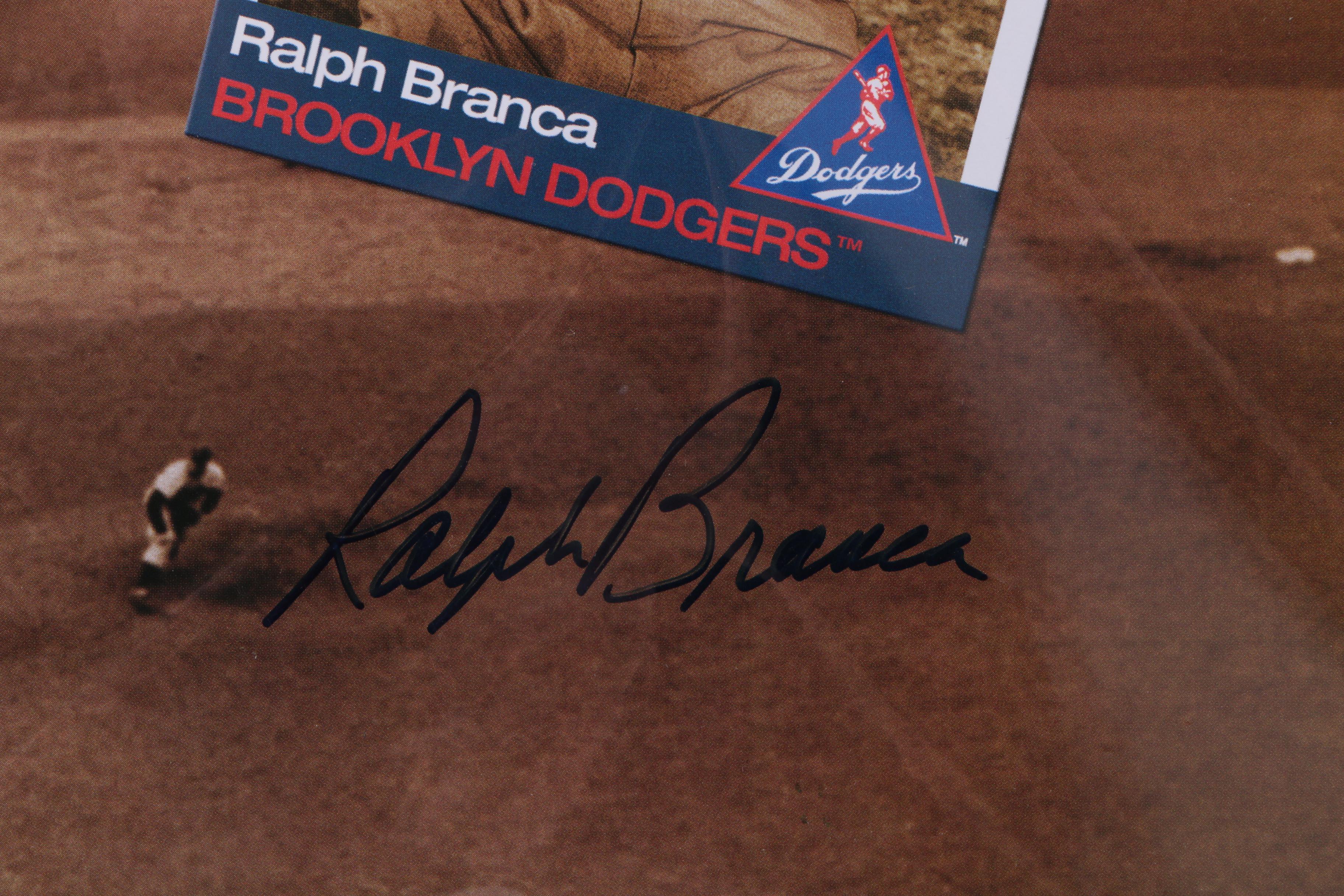 Baseball Themed Offset Lithograph Signed by Bobby Thomson and Ralph Branca