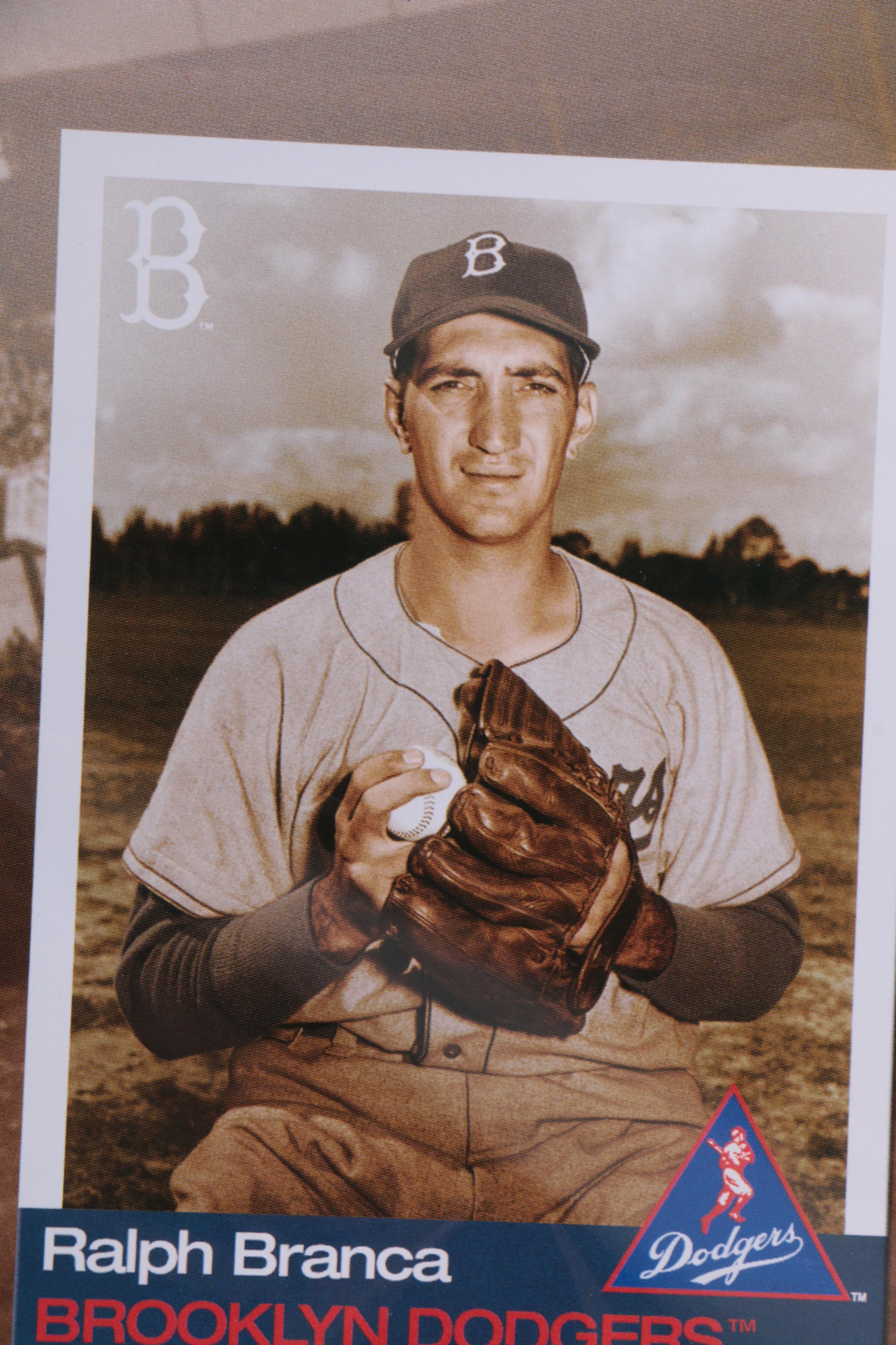 Baseball Themed Offset Lithograph Signed by Bobby Thomson and Ralph Branca