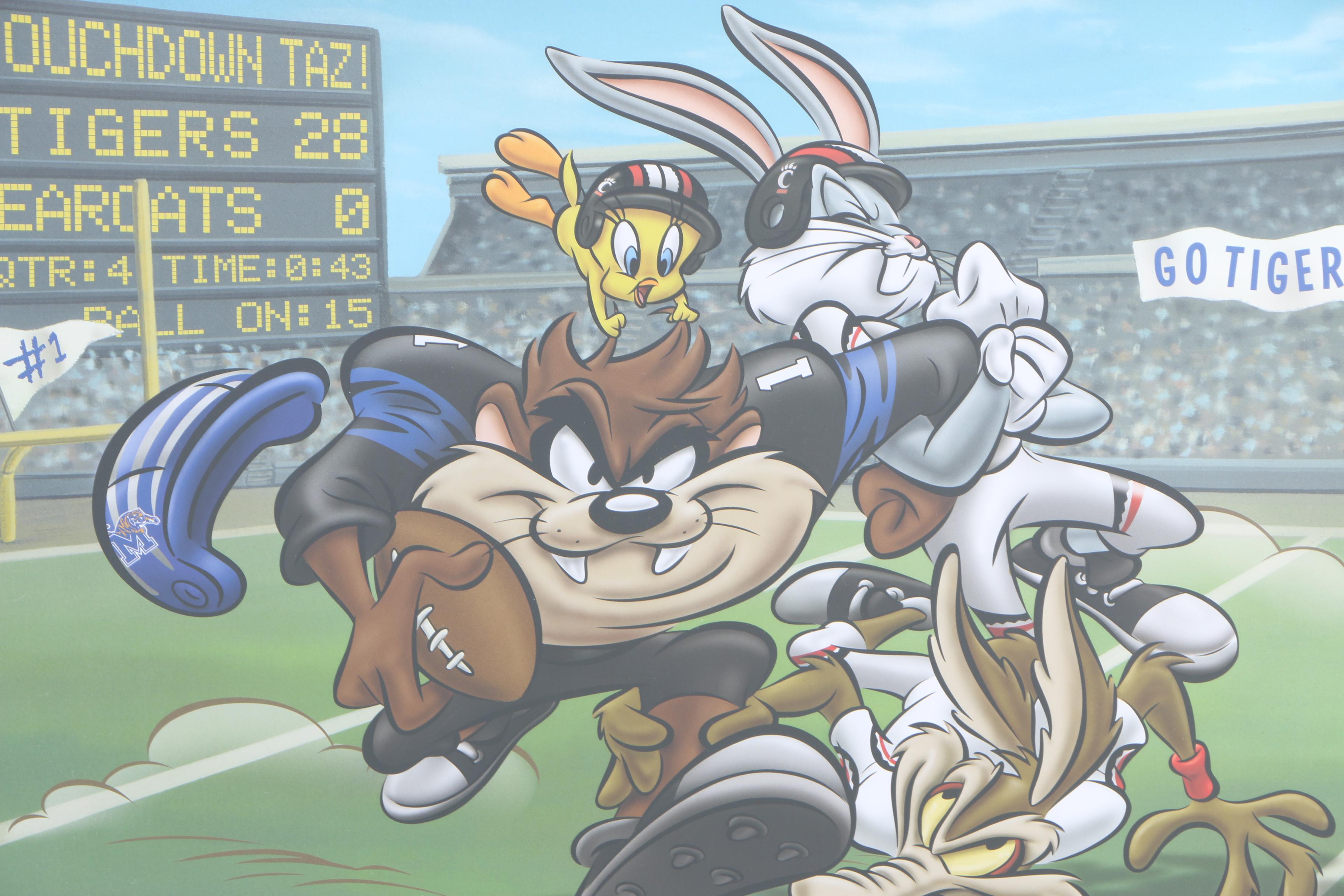 Looney Tunes and College Football-Themed Offset Lithograph "Touchdown Taz"