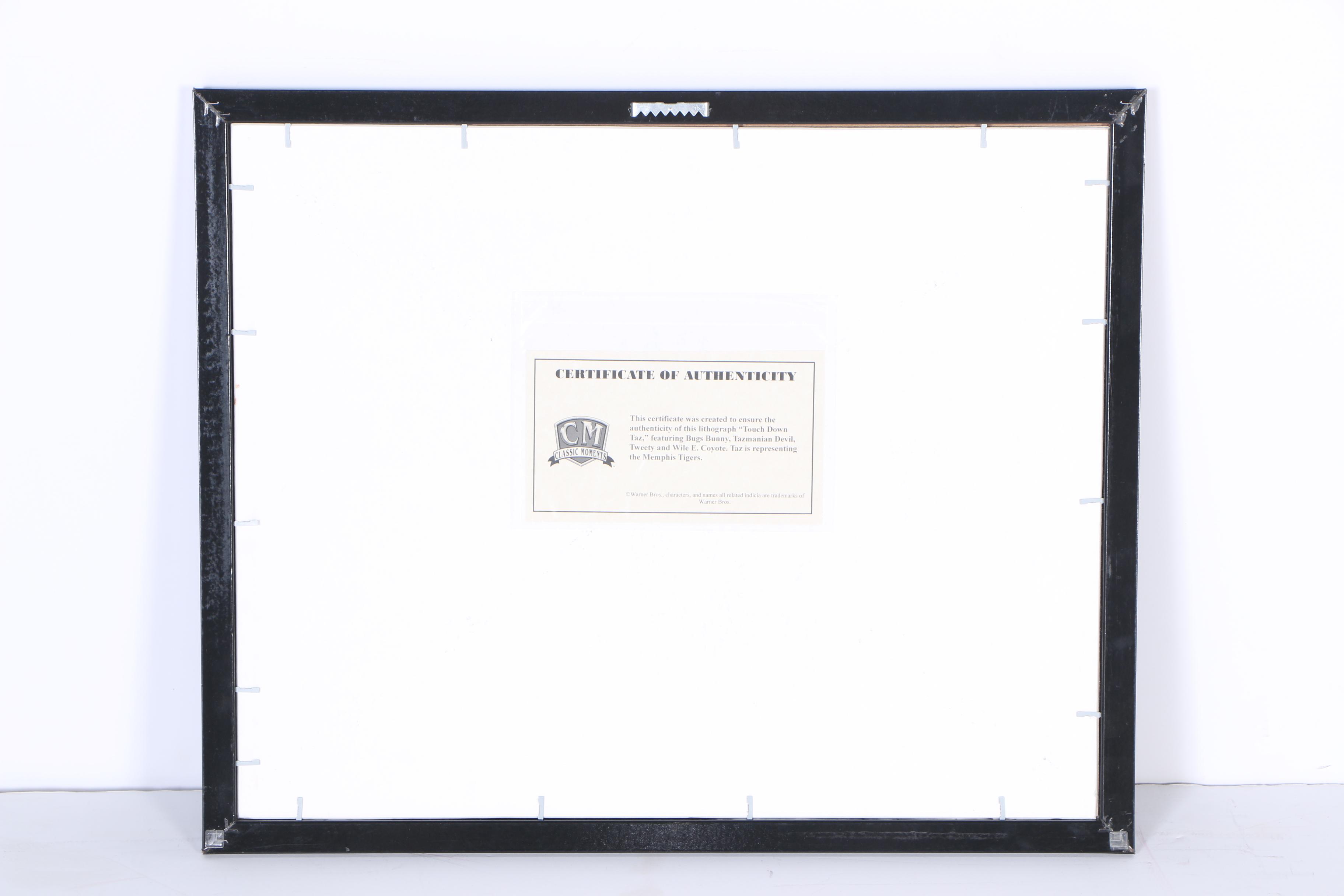 Looney Tunes and College Football-Themed Offset Lithograph "Touchdown Taz"