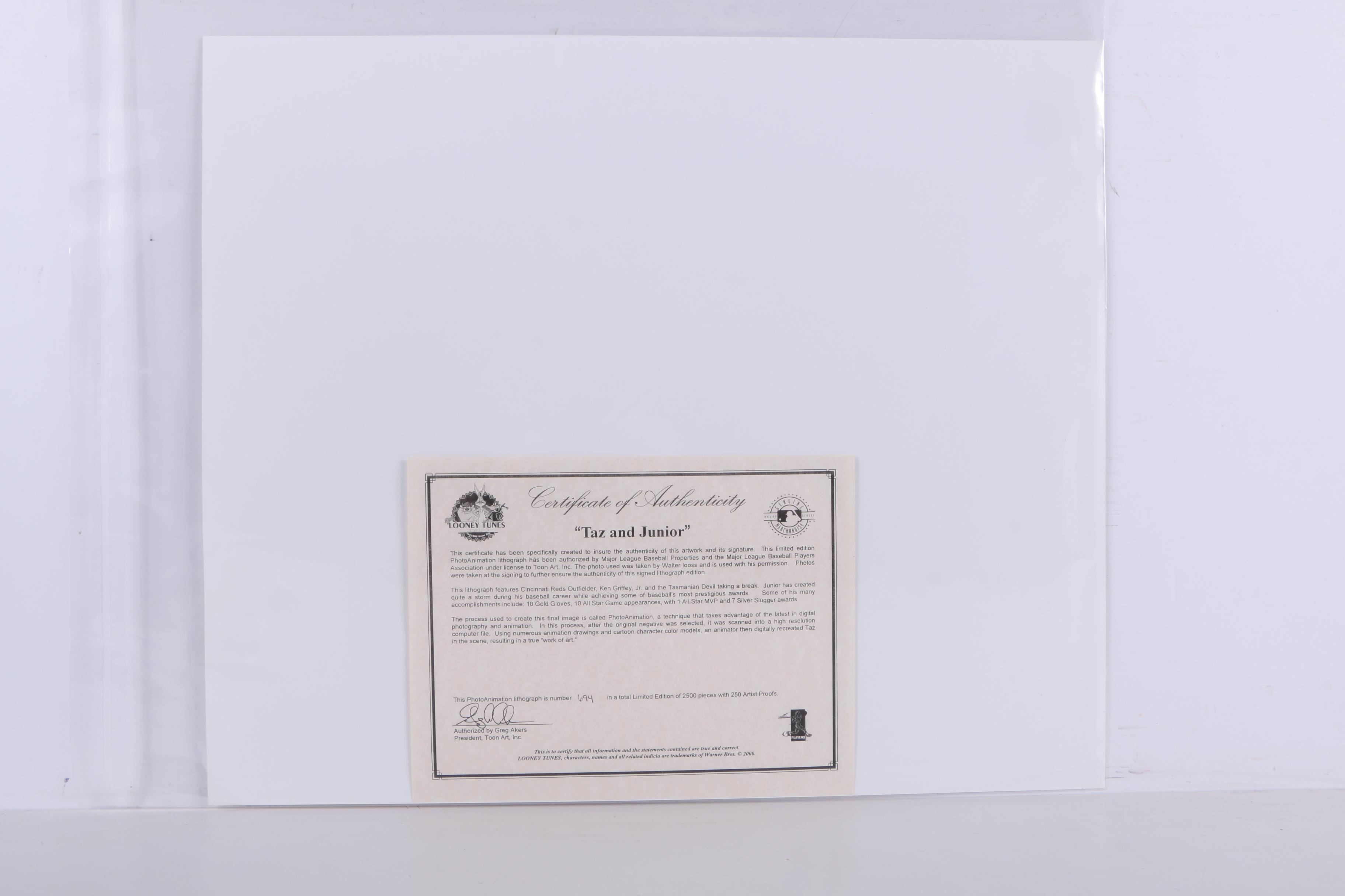 Limited Edition Cincinnati Reds-Themed Offset Lithograph "Taz and Junior"