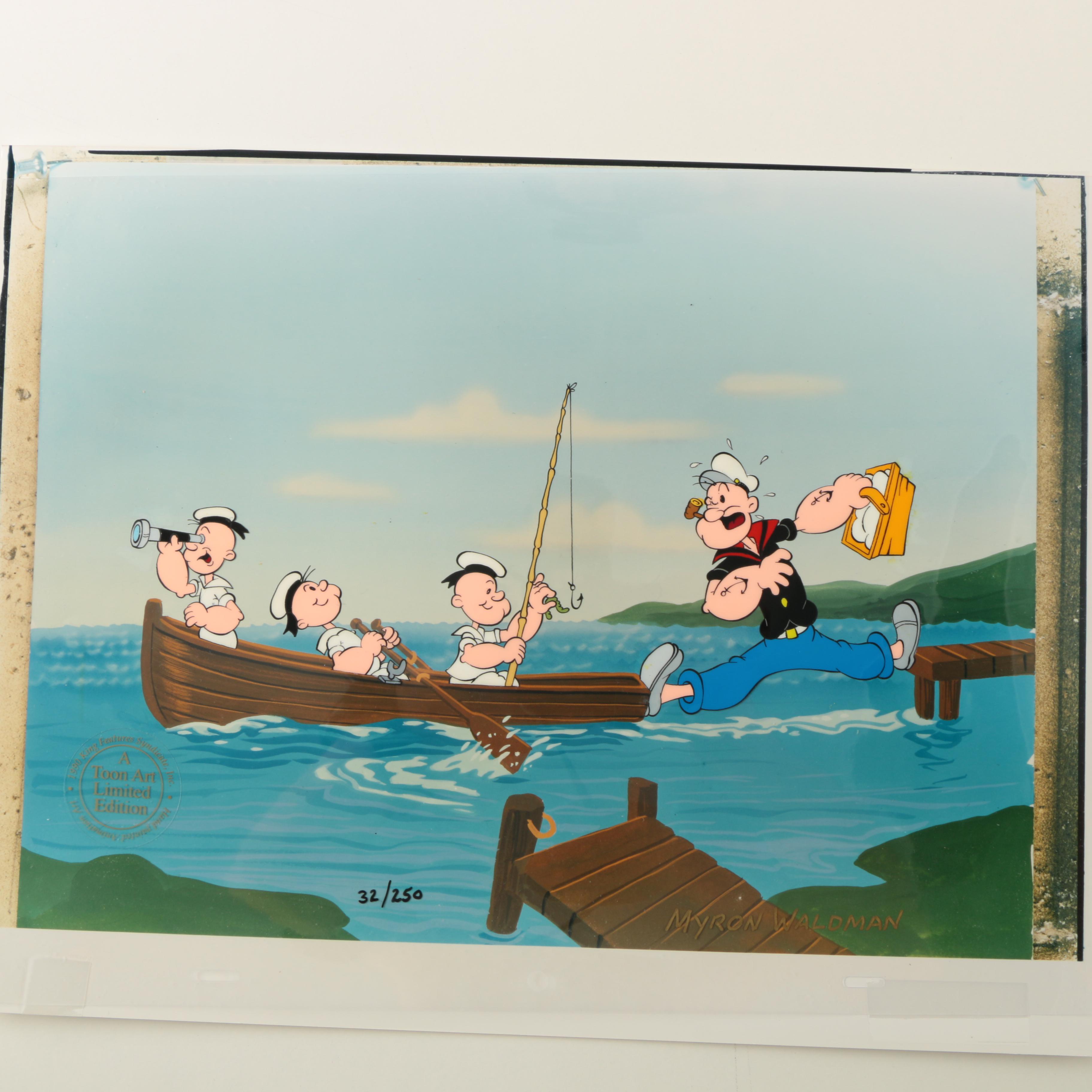 Two Limited Edition Myron Waldman Popeye Animation Cels