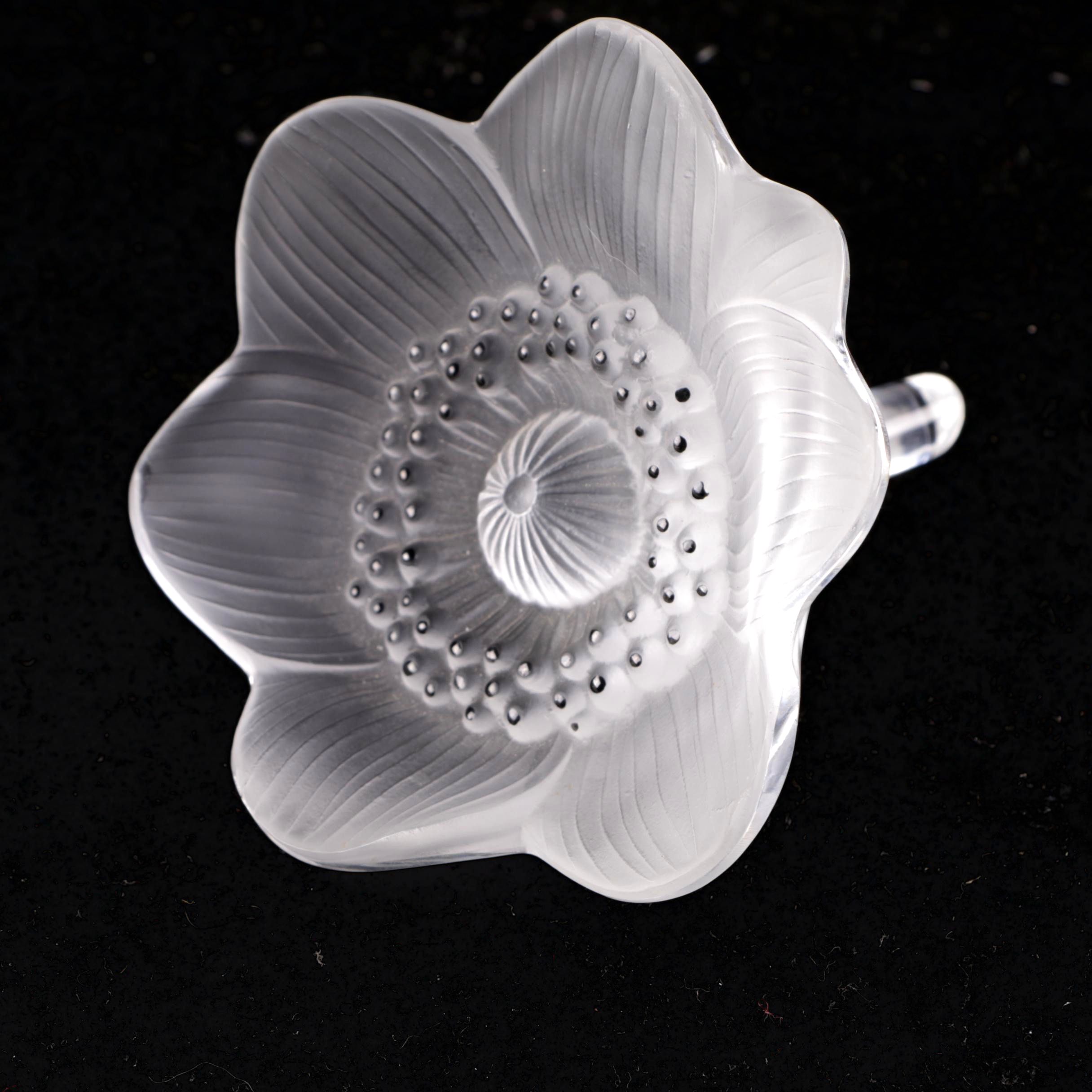 Lalique Crystal "Anemone" Paperweight