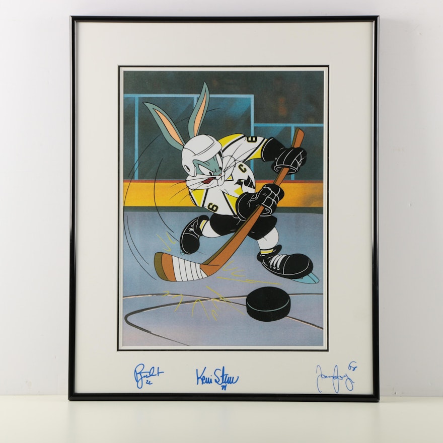 Bugs Bunny and Pittsburgh Penguins Offset Lithograph "Bugs Takes a Shot"