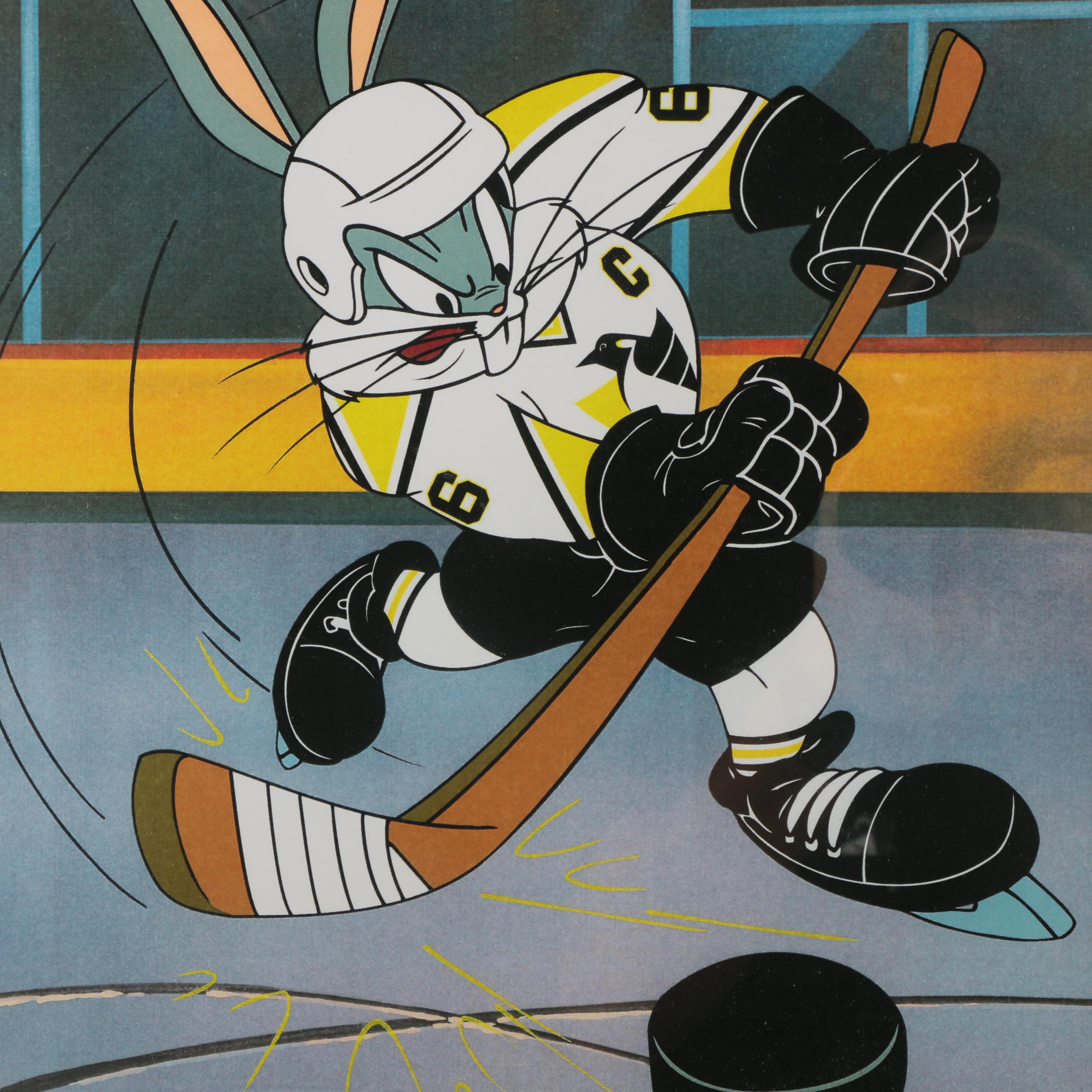 Bugs Bunny and Pittsburgh Penguins Offset Lithograph "Bugs Takes a Shot"
