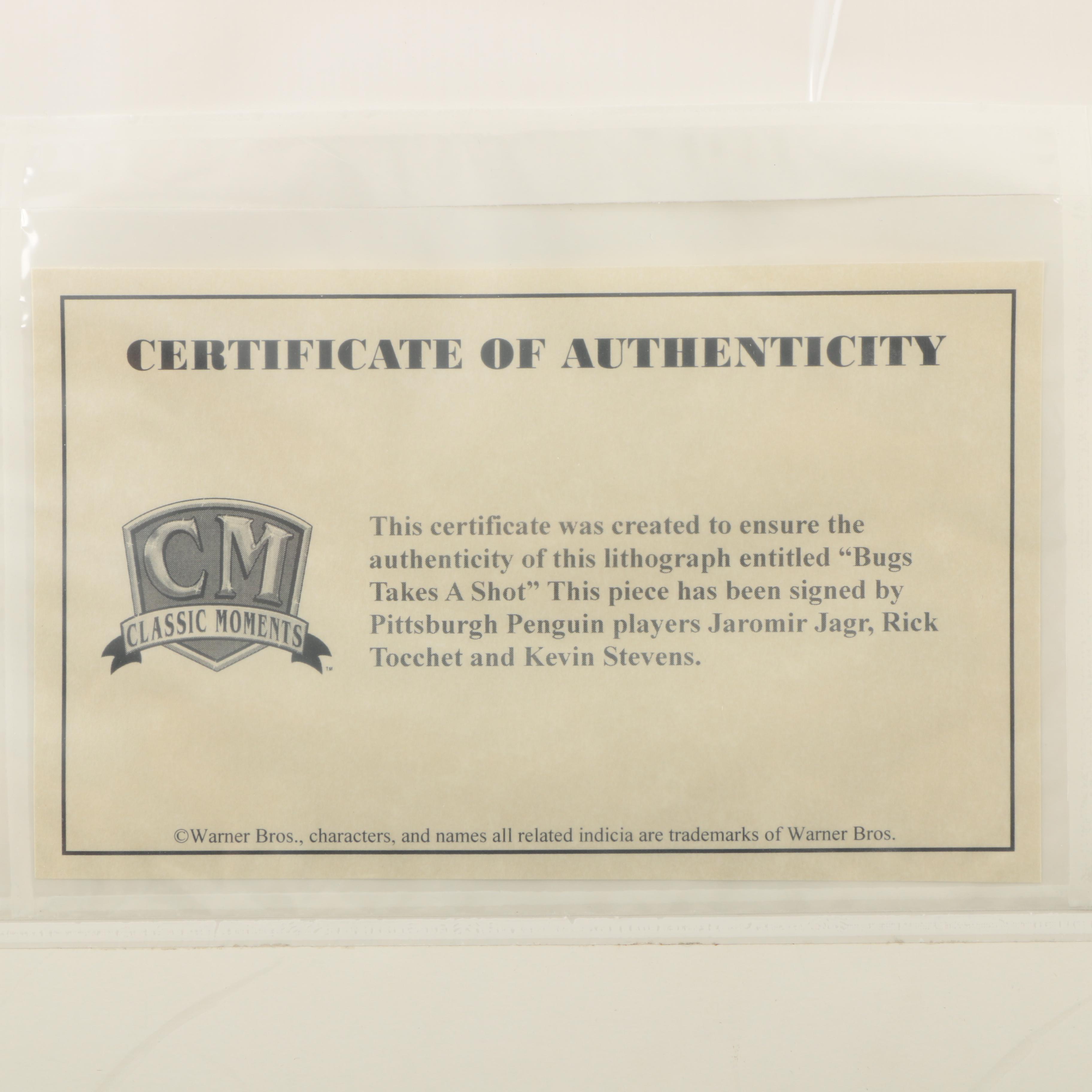 Bugs Bunny and Pittsburgh Penguins Offset Lithograph "Bugs Takes a Shot"