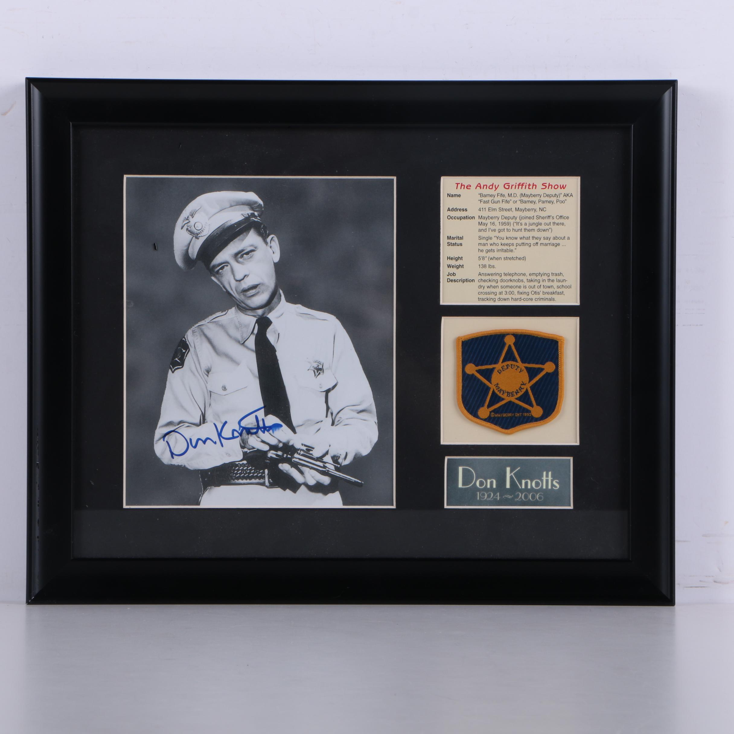 Autographed Offset Lithograph "Barney Fife" with Deputy Mayberry Patch