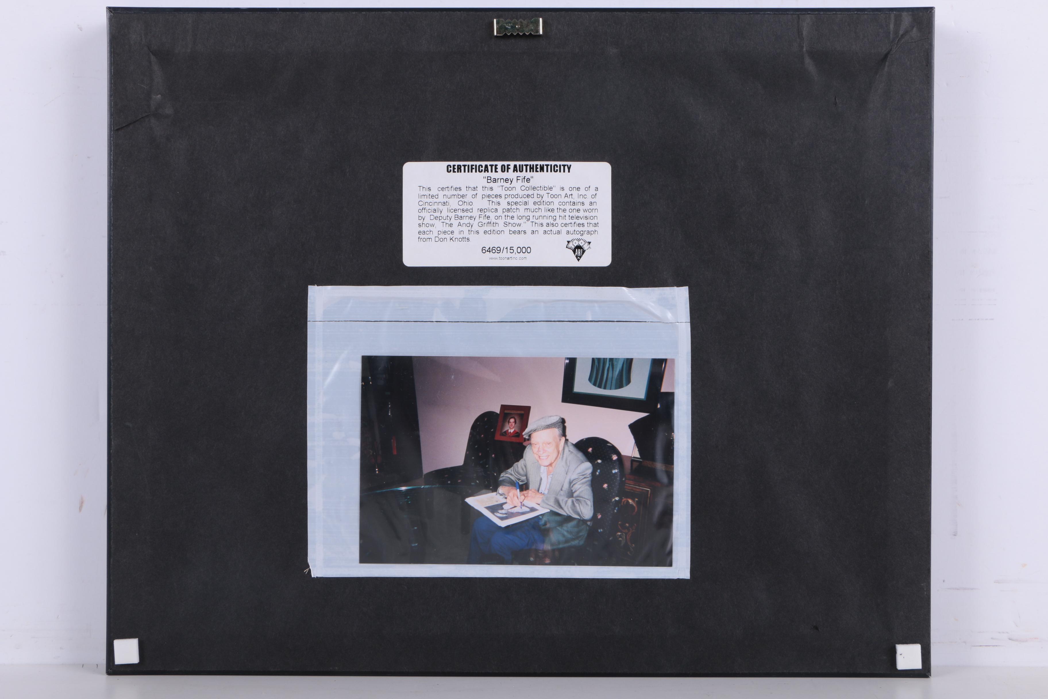 Autographed Offset Lithograph "Barney Fife" with Deputy Mayberry Patch