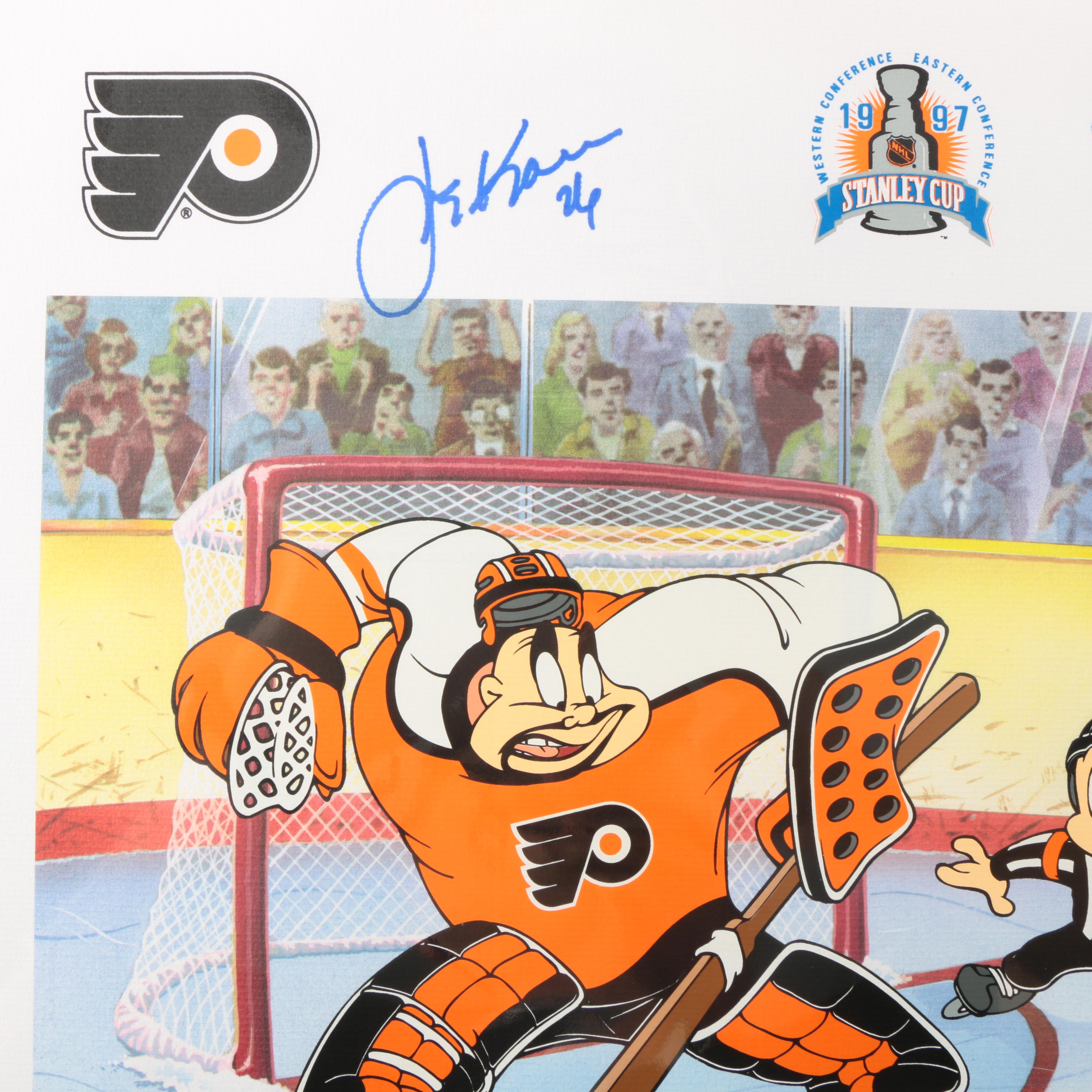 Signed Lithoserigraph of Bugs Bunny Autographed by Four 1997 Red Wings Players