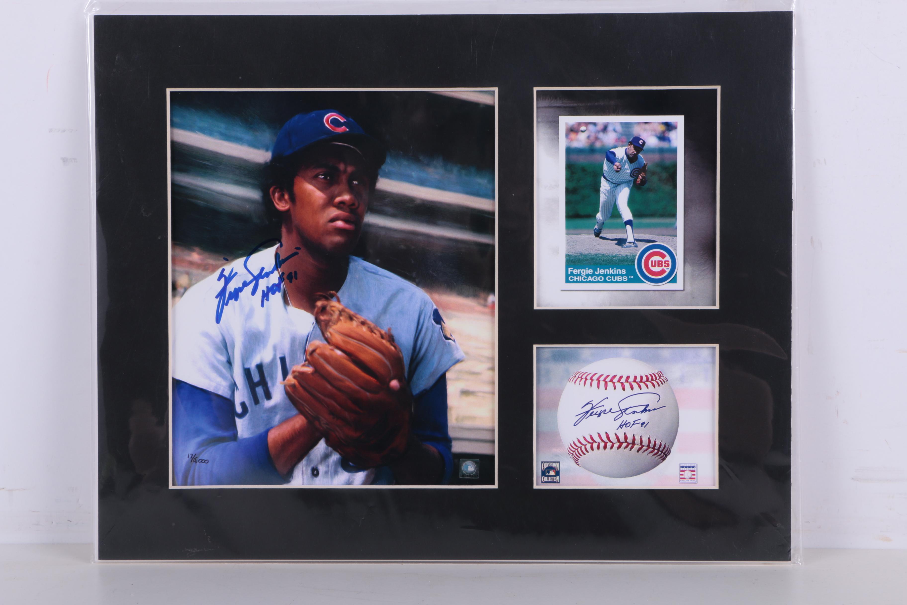 Looney Tunes Offset Lithograph and Photo Signed by Fergie Jenkins