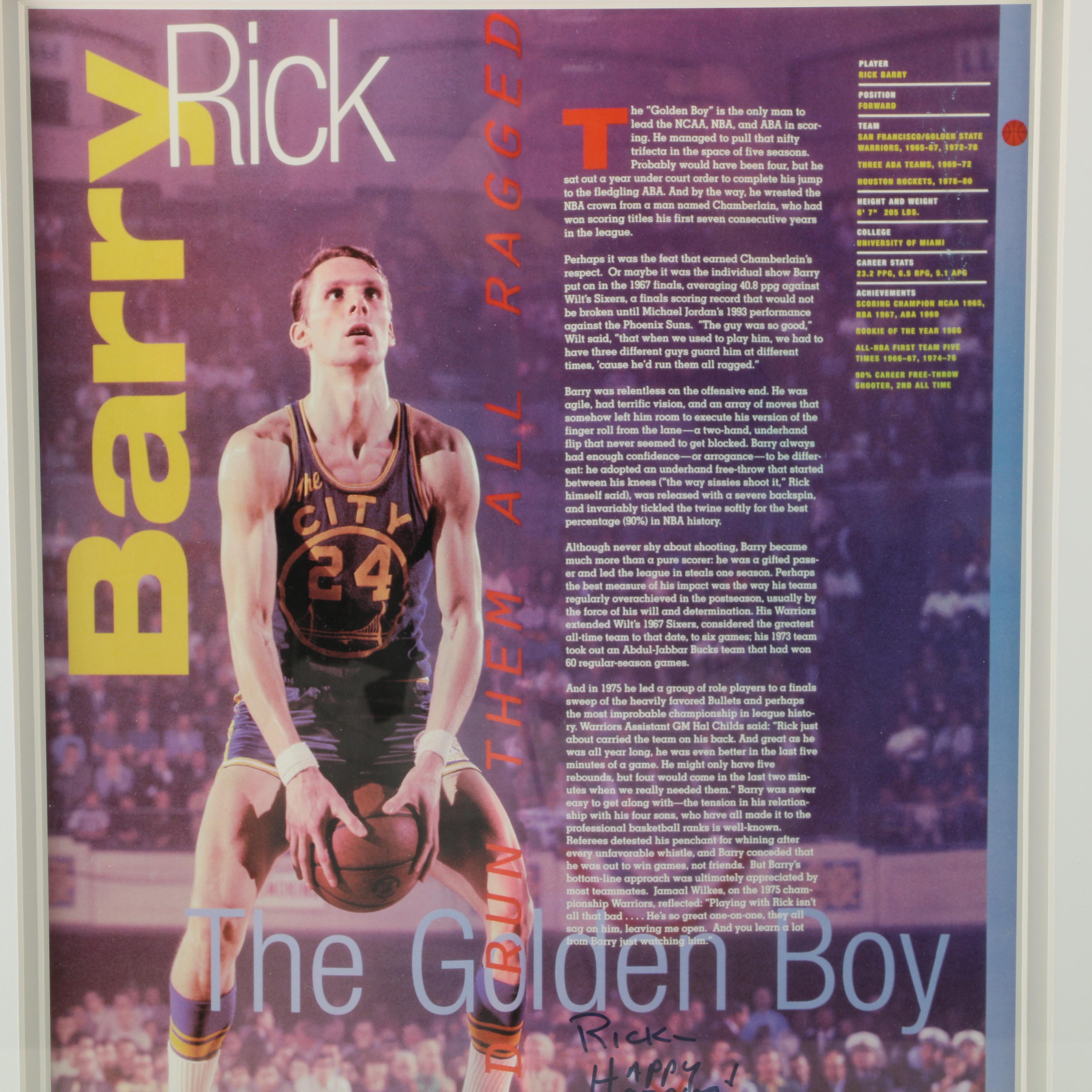 Signed Offset Lithograph of Rick Barry
