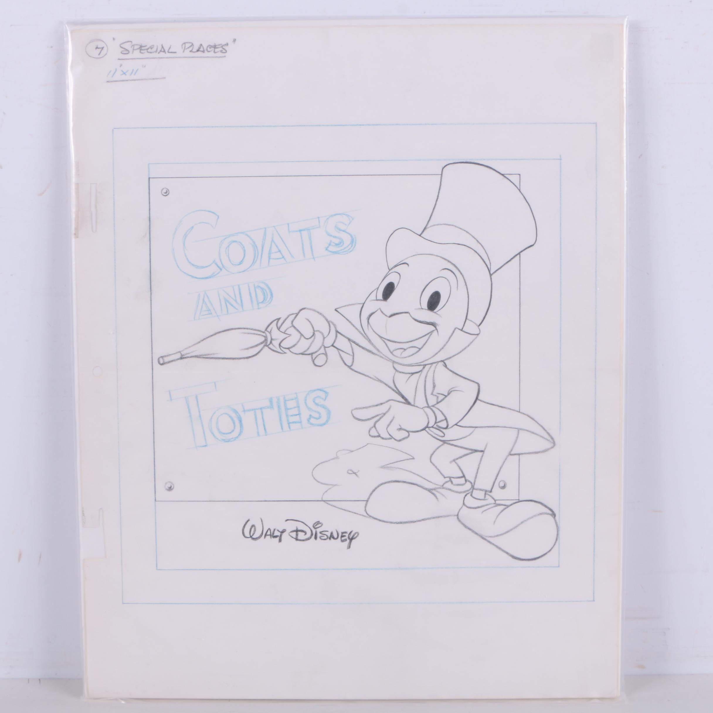 Animator's Sketch of Jiminy Cricket From Walt Disney's "Pinocchio"