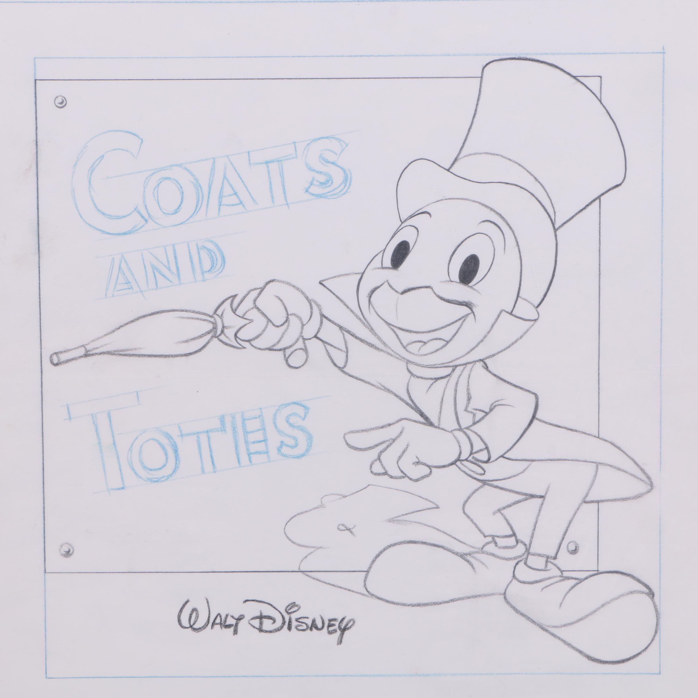 Animator's Sketch of Jiminy Cricket From Walt Disney's "Pinocchio"