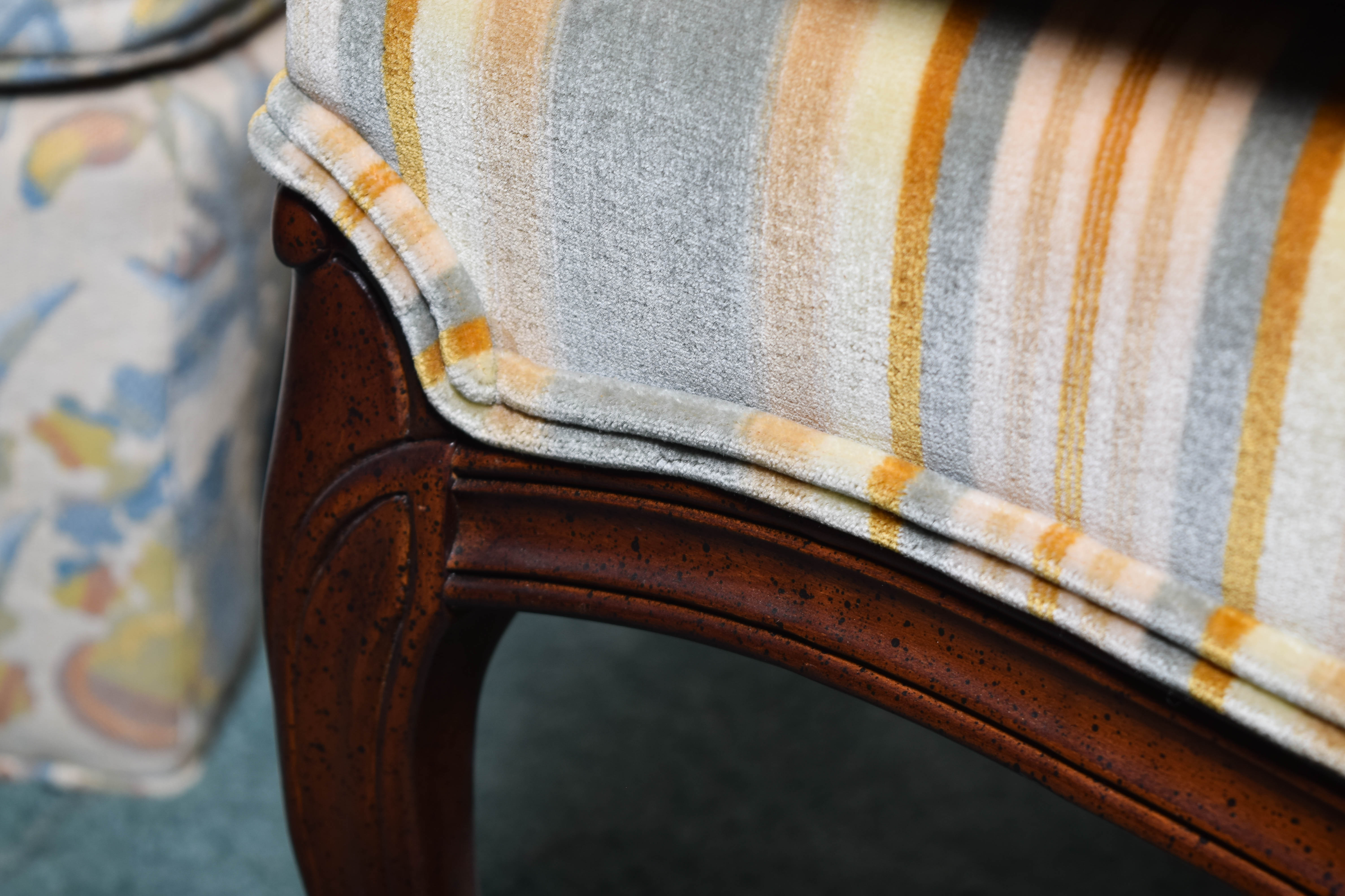 Pair of Vintage Velvet Wingback Armchairs