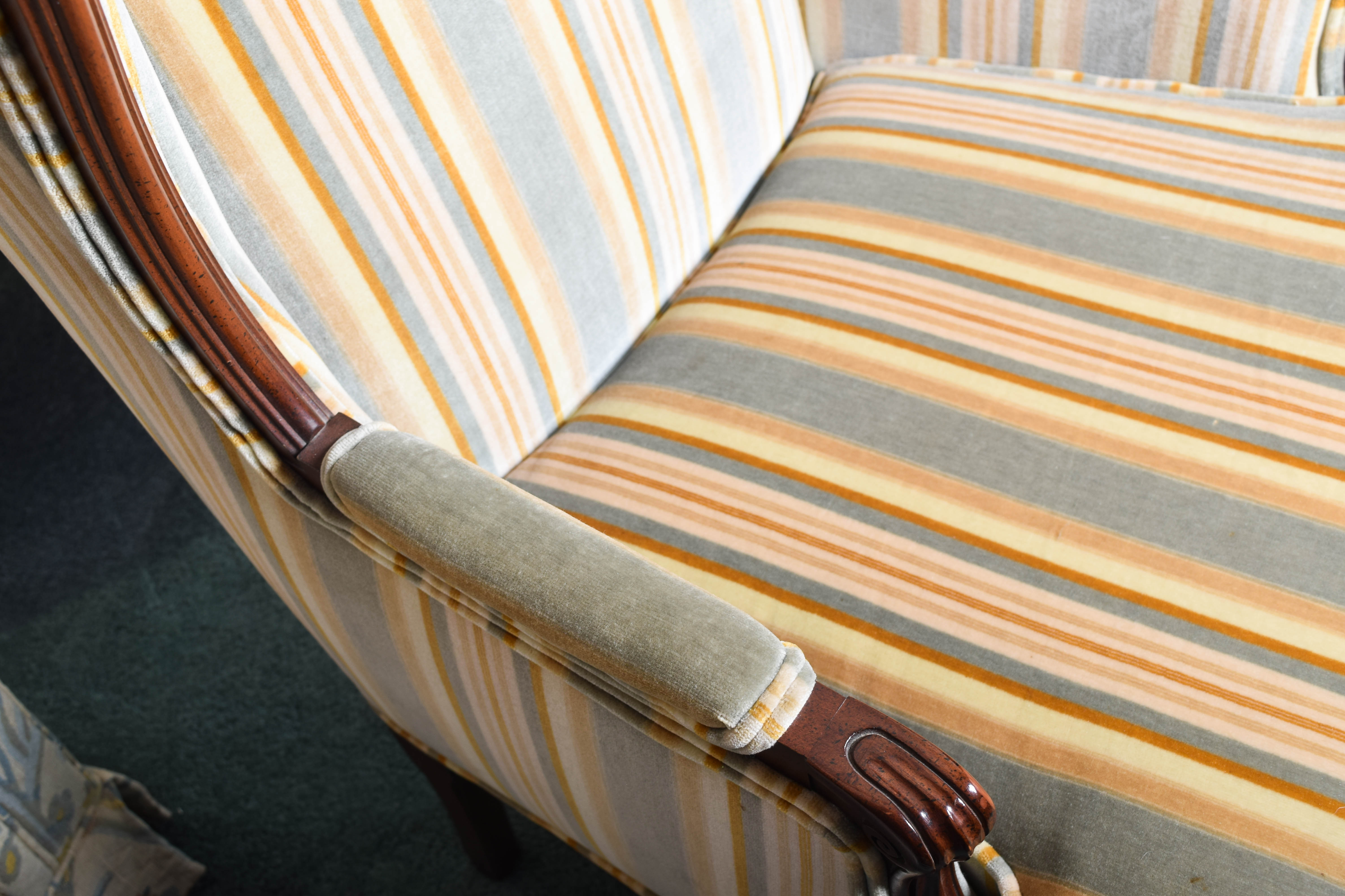 Pair of Vintage Velvet Wingback Armchairs