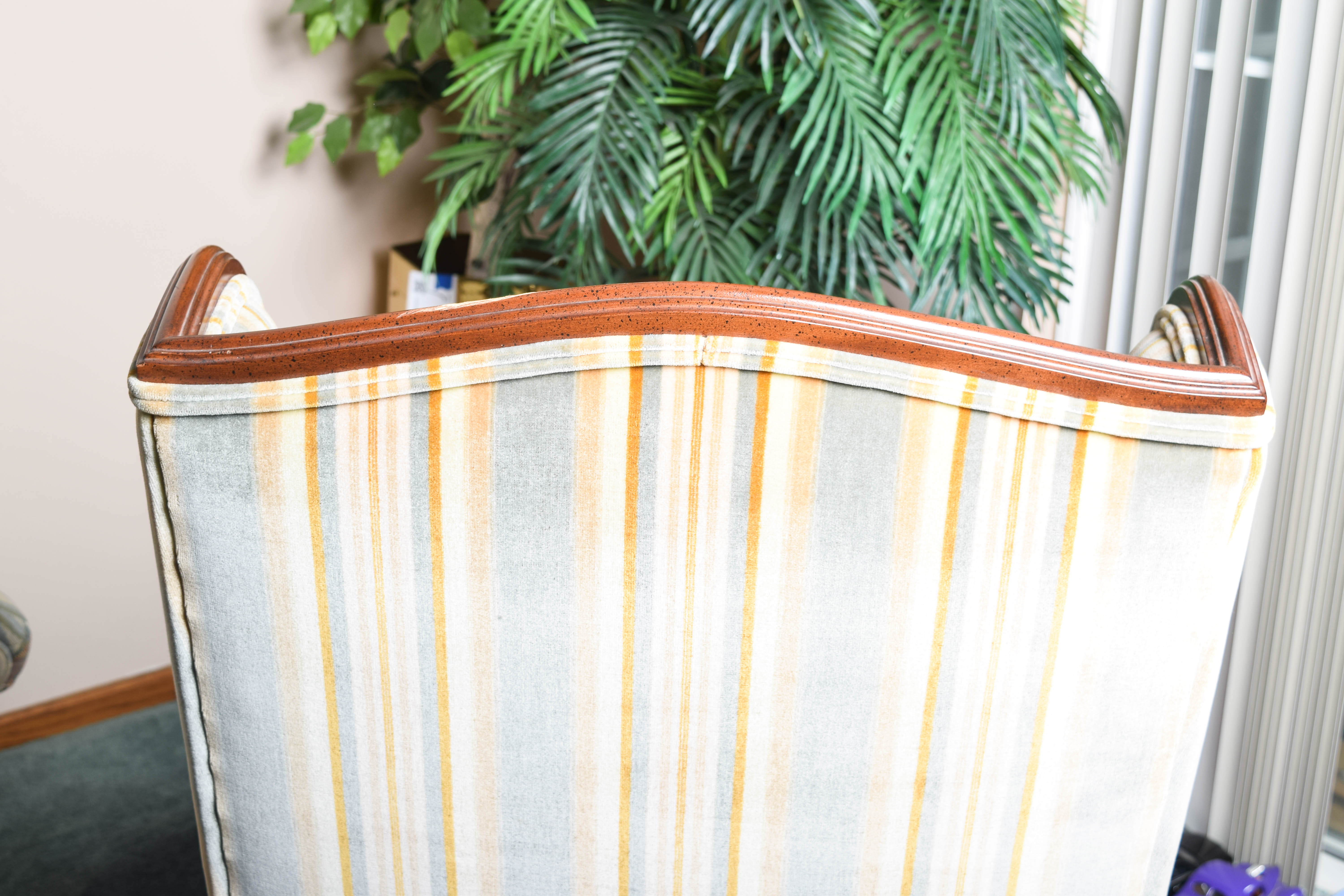 Pair of Vintage Velvet Wingback Armchairs