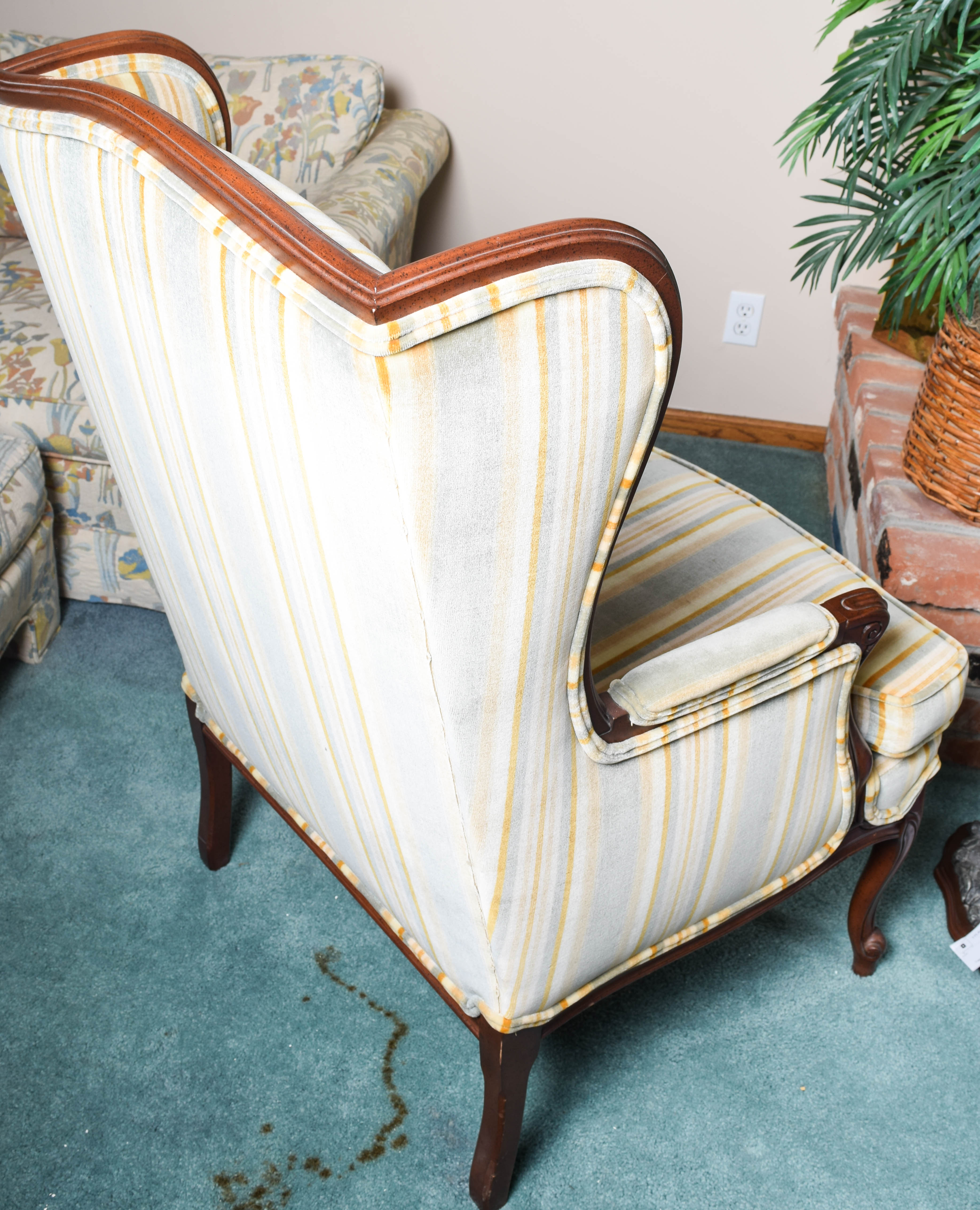 Pair of Vintage Velvet Wingback Armchairs