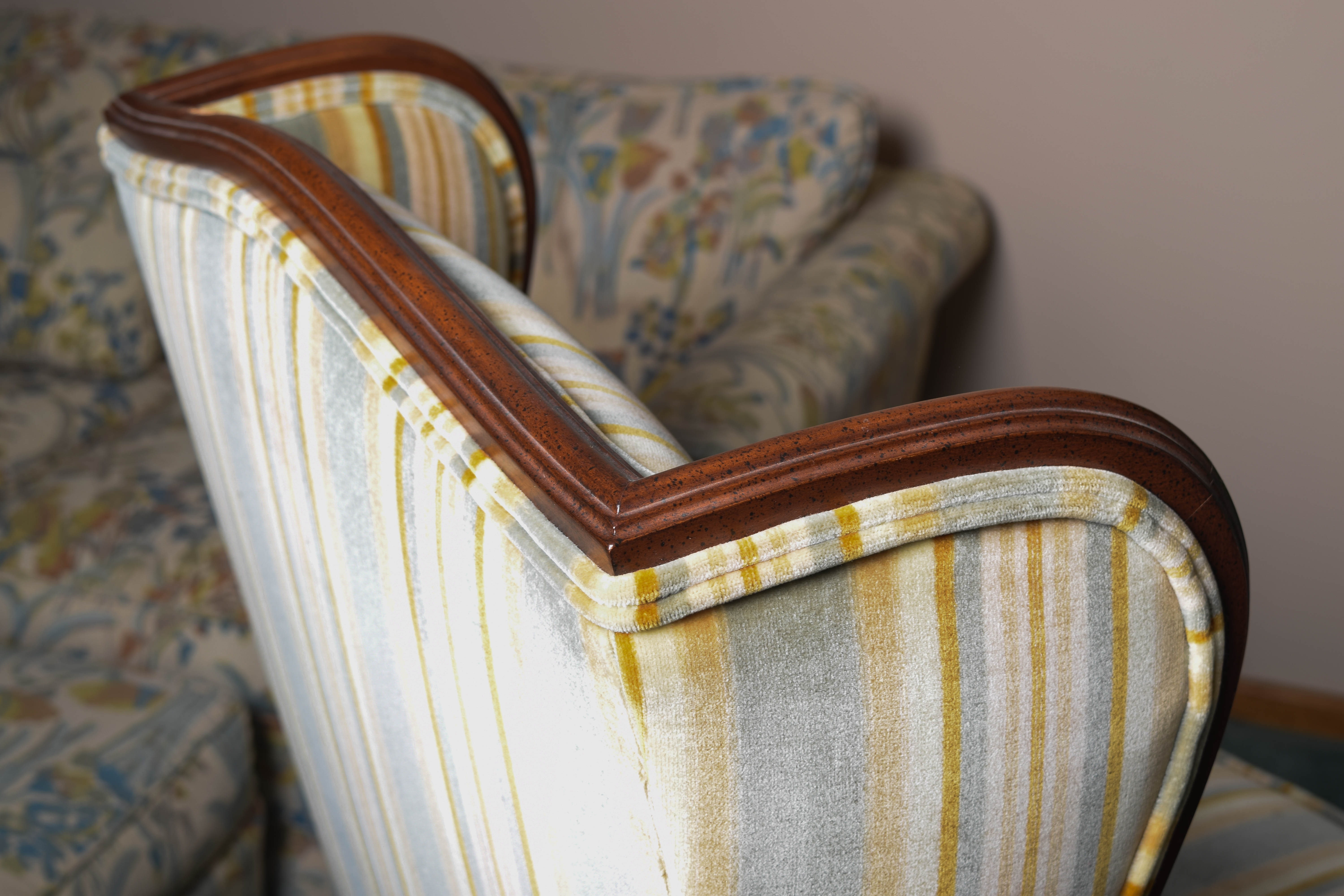 Pair of Vintage Velvet Wingback Armchairs